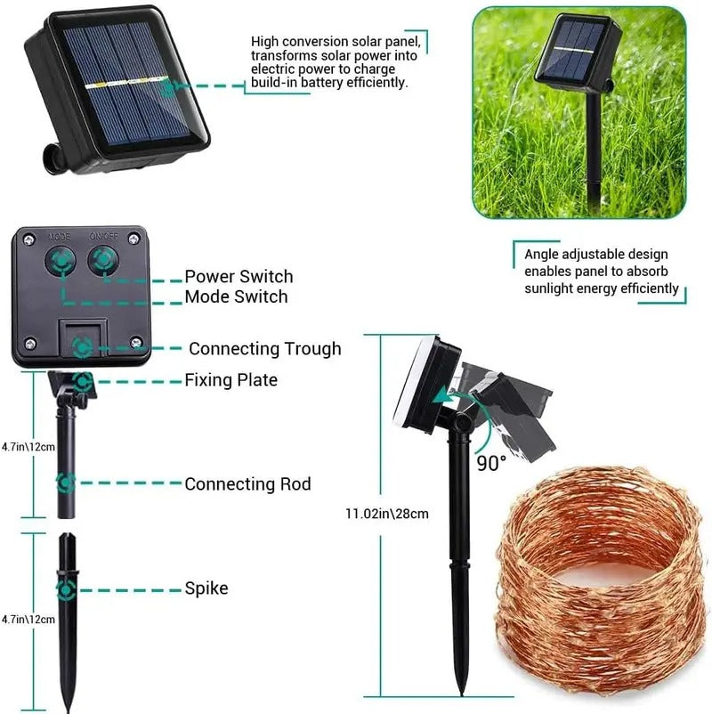 2-Pack 80FT Solar String Lights, 240 LED Waterproof Outdoor Fairy Lights with 8 Modes