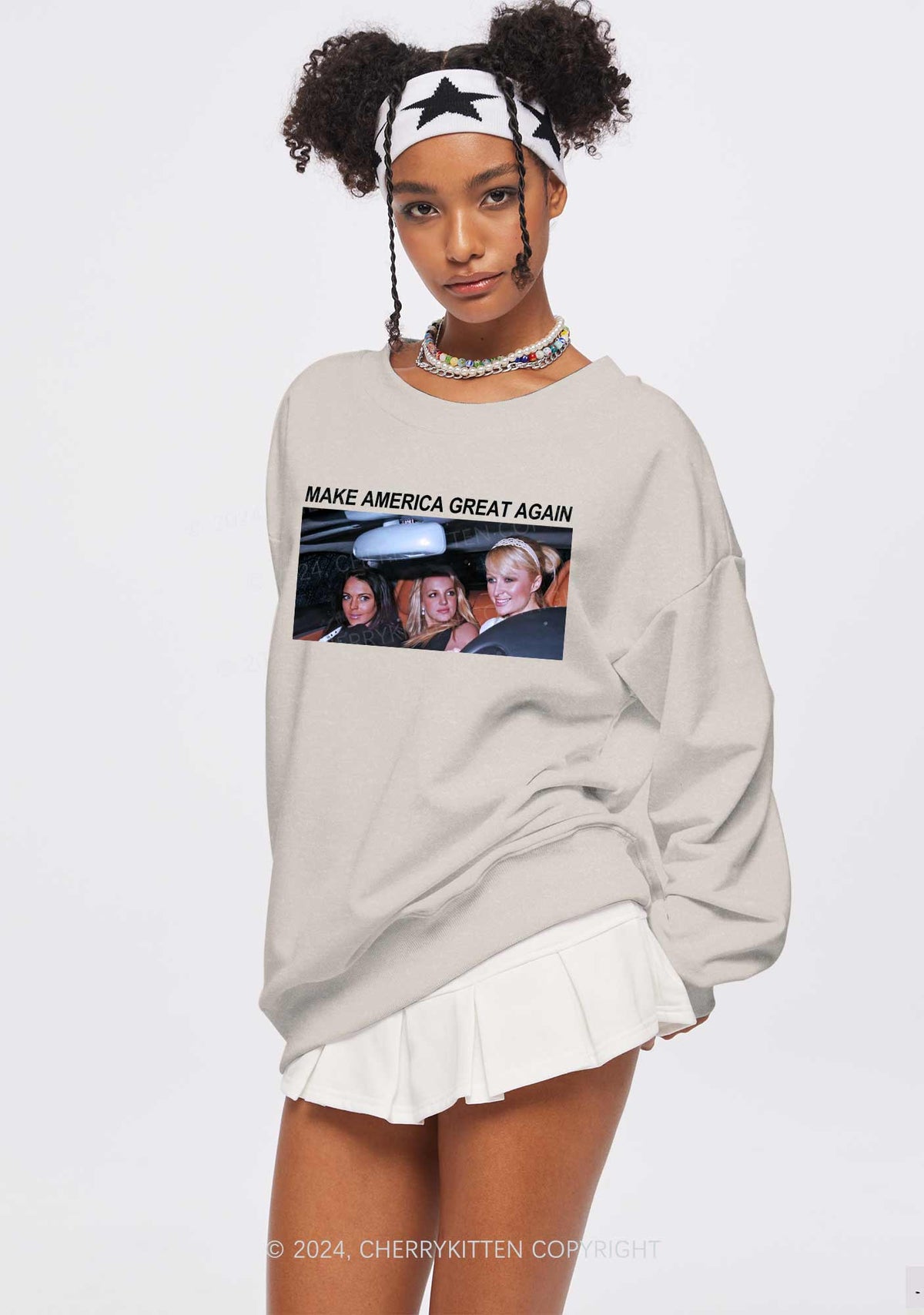 Make America Great Y2K Washed Sweatshirts Cherrykitten