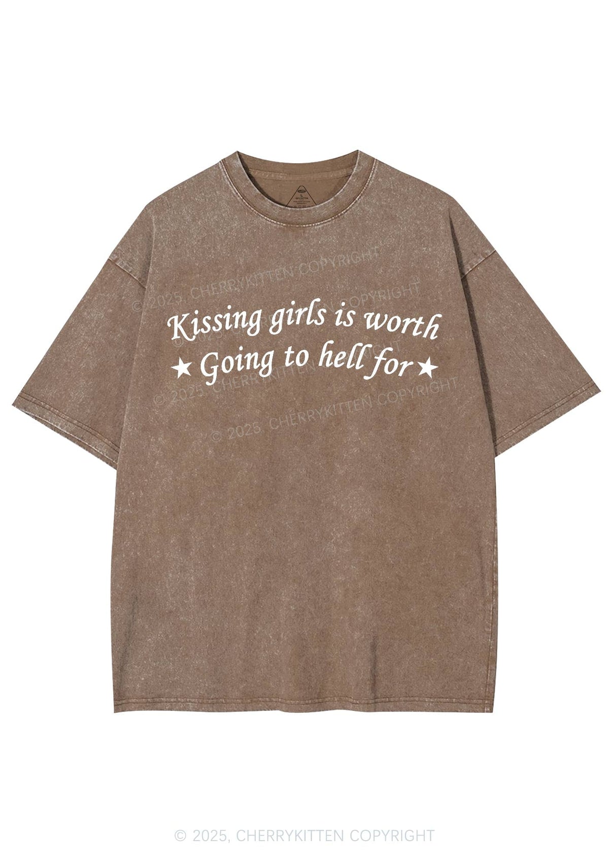 Kissing Girls is Worth Y2K Shirts Washed Tee Cherrykitten
