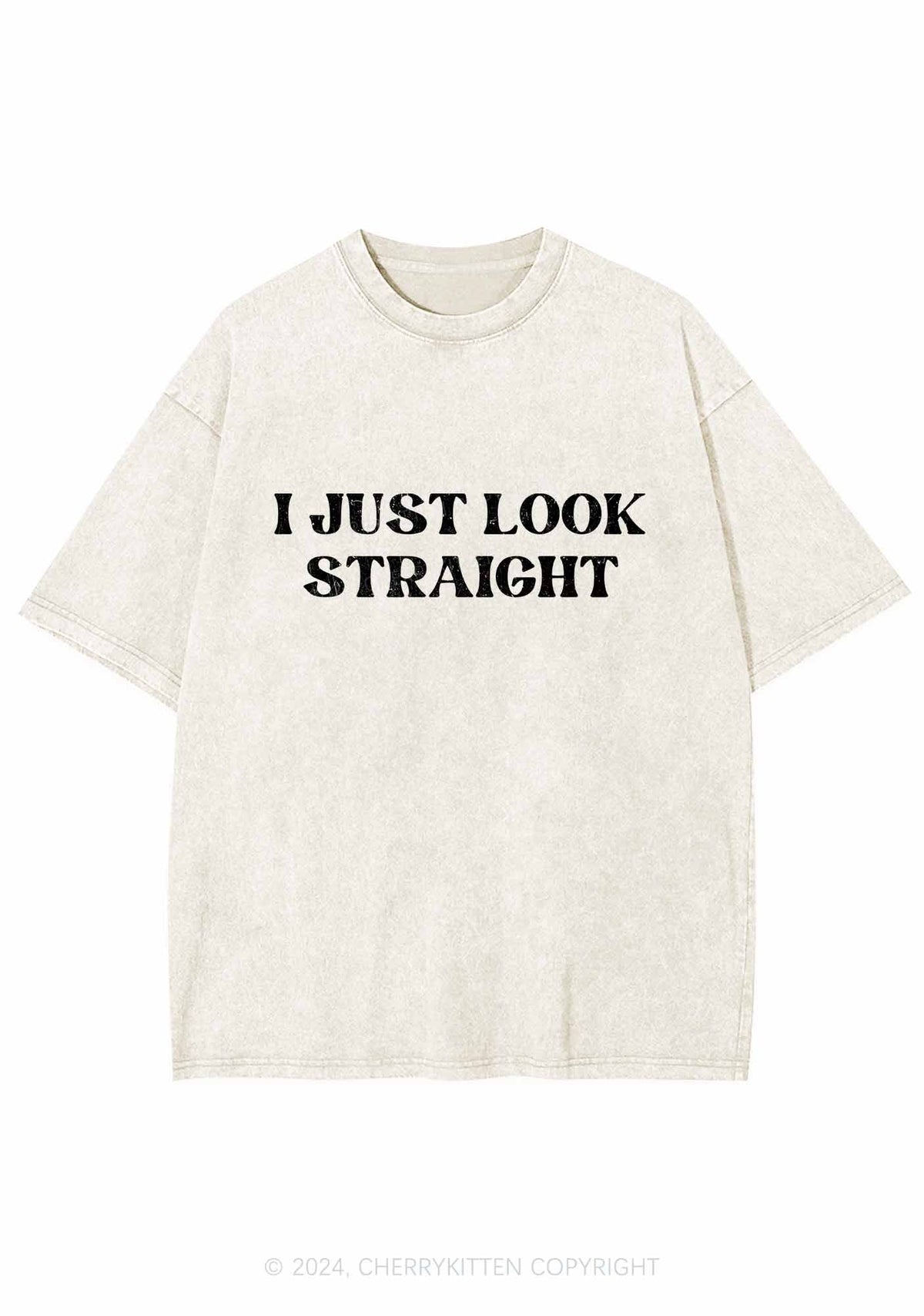 I Just Look Straight Y2K Washed Tee Cherrykitten