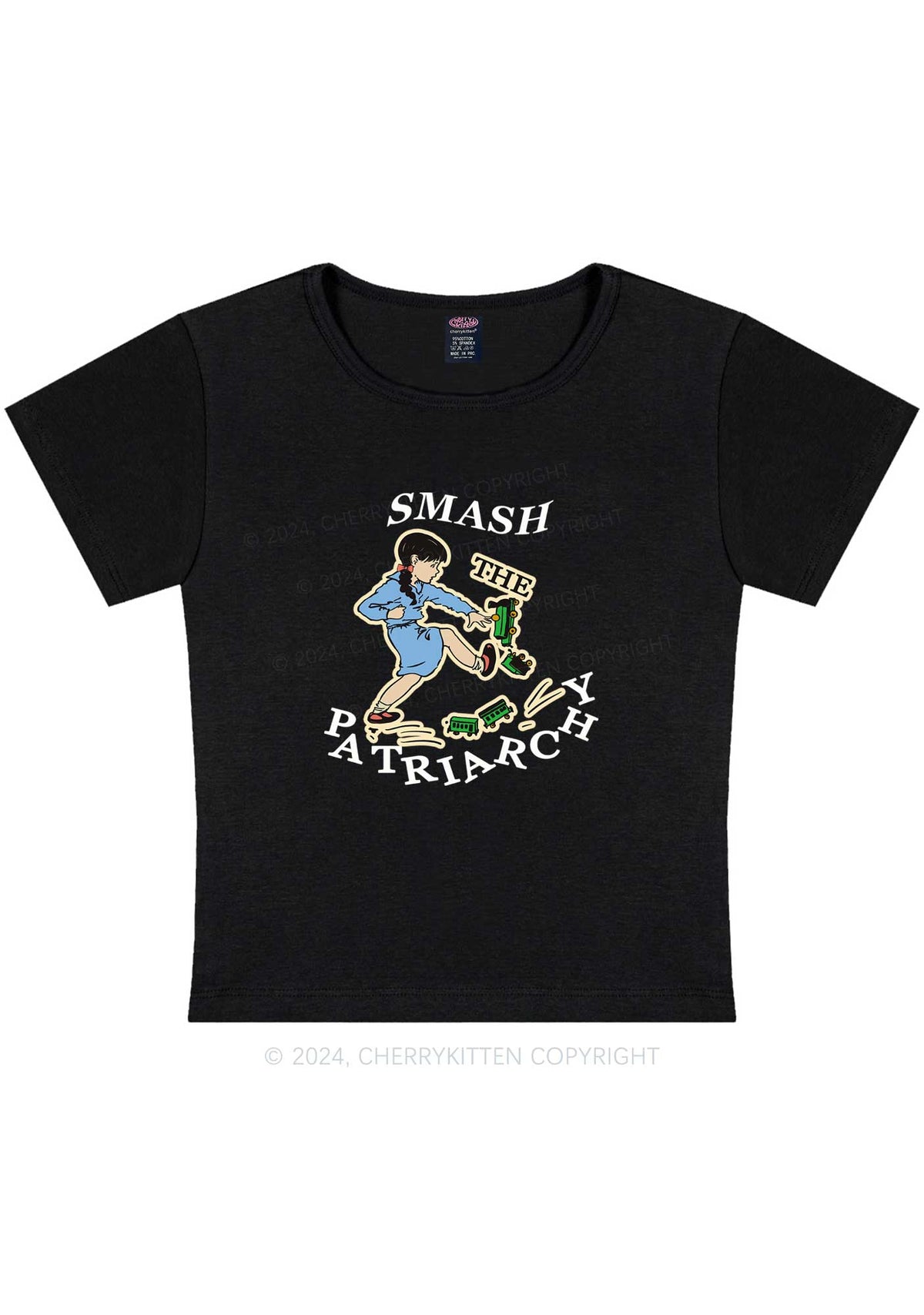 Smash The Patriarchy Y2K Baby Tee Cherrykitten