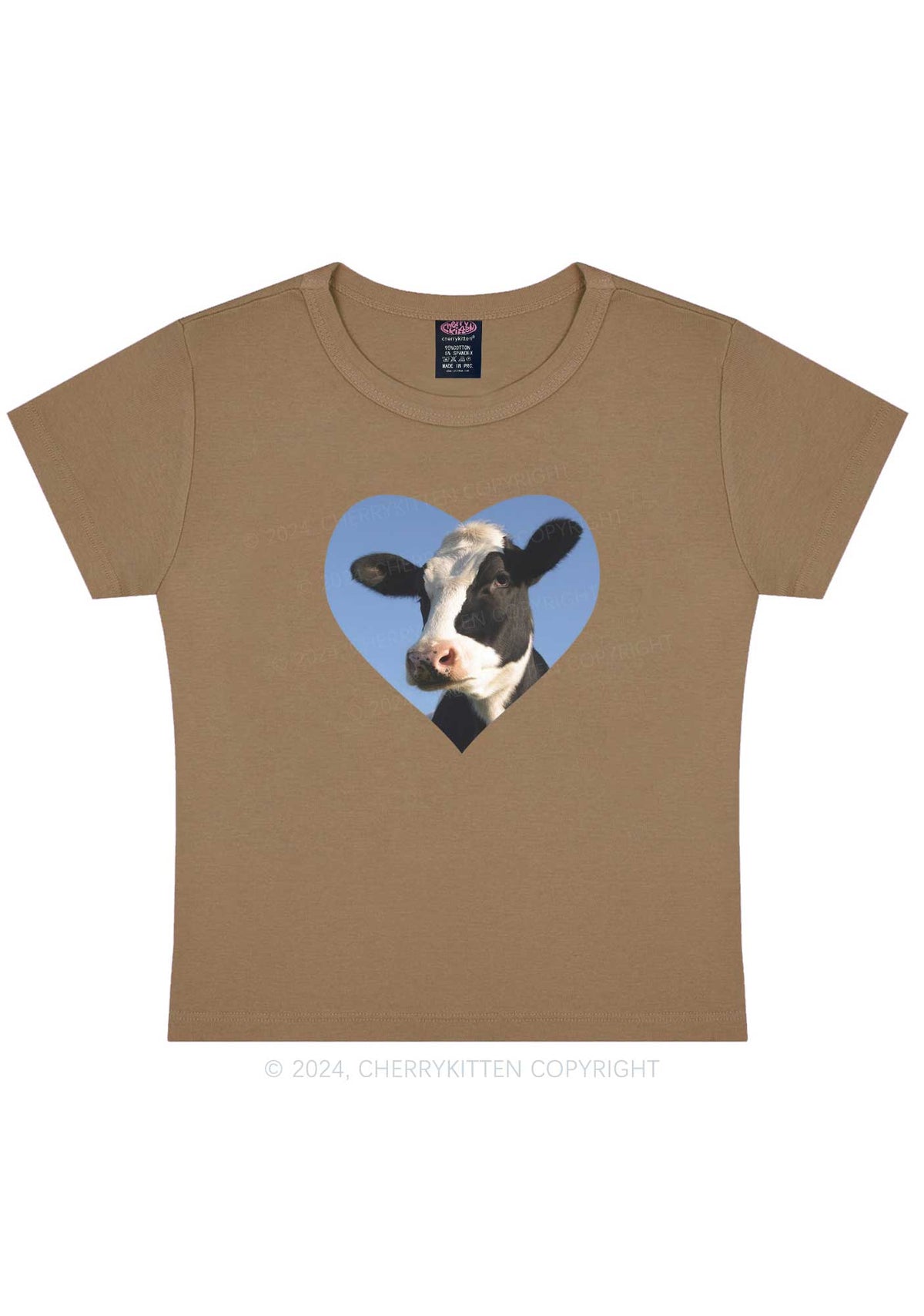 Attentive Cow Y2K Baby Tee Cherrykitten