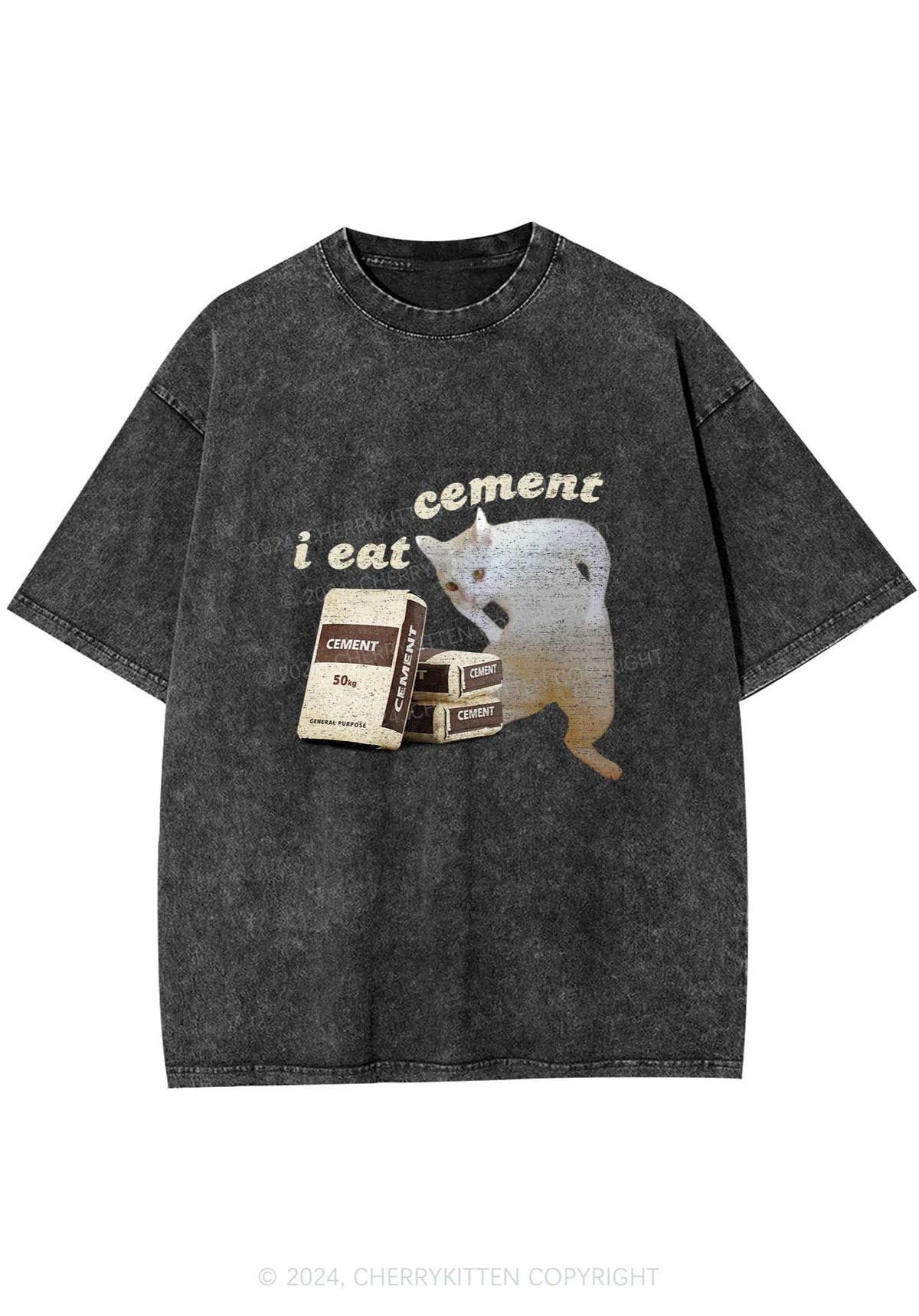 I Eat Cement Y2K Washed Tee Cherrykitten
