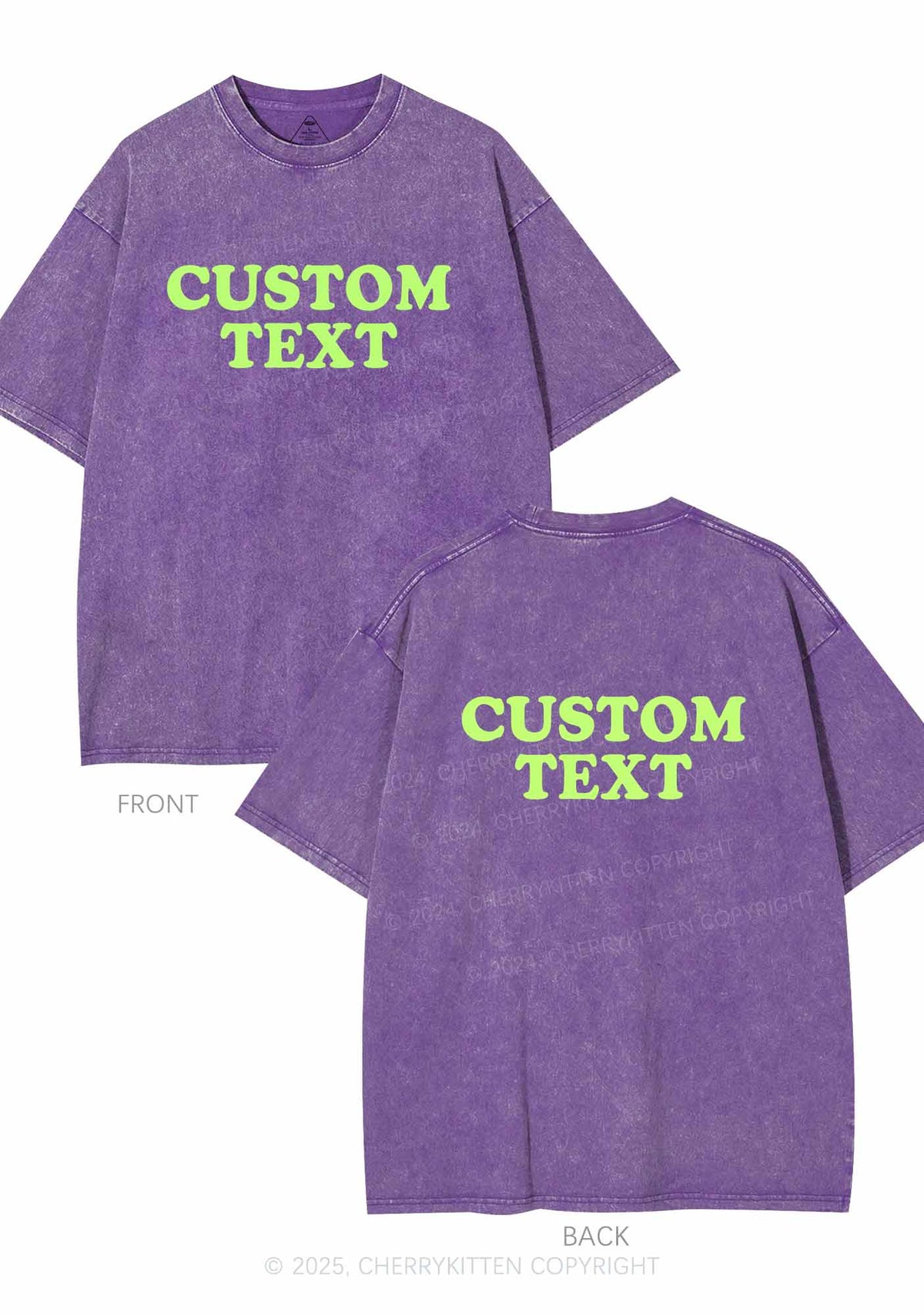 Custom Personalized Text Two Sides Y2K Shirts Washed Tee Cherrykitten