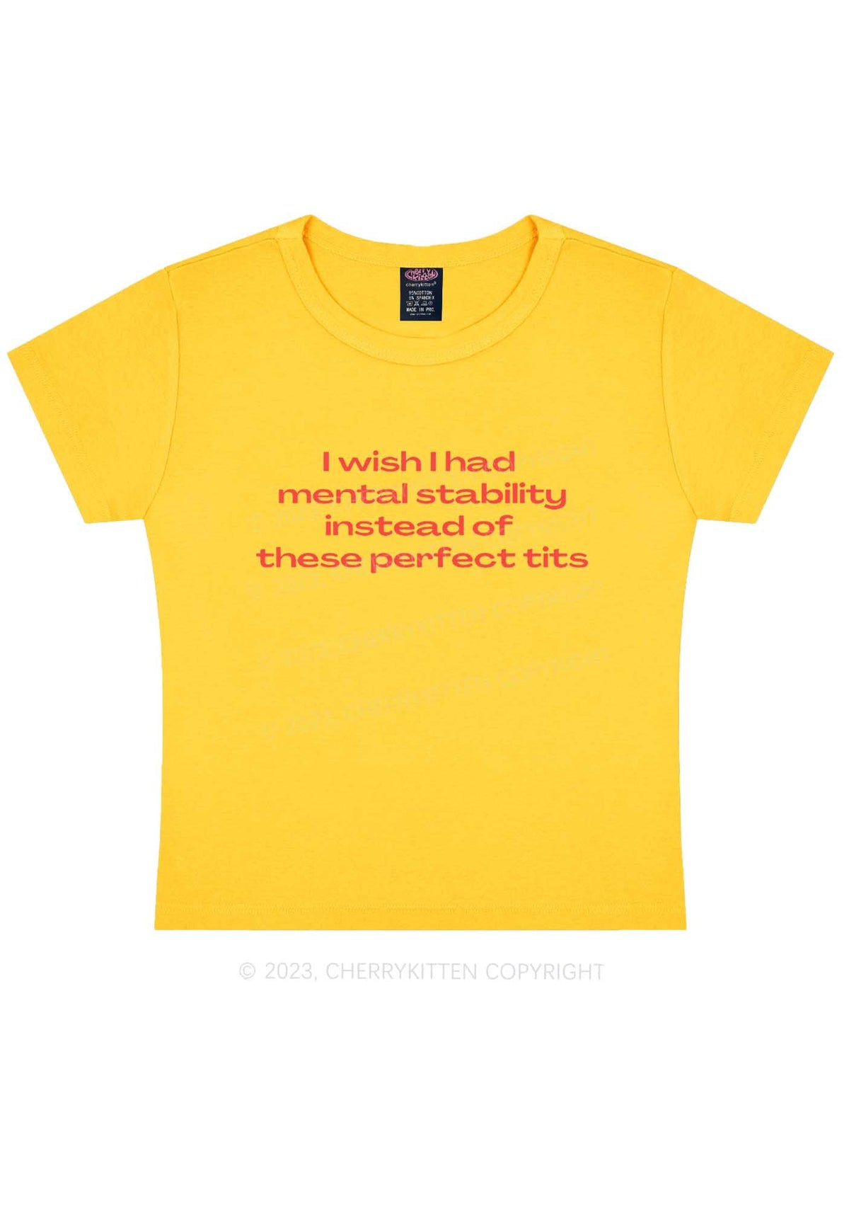 Mental Stability Y2K Baby Tee Cherrykitten