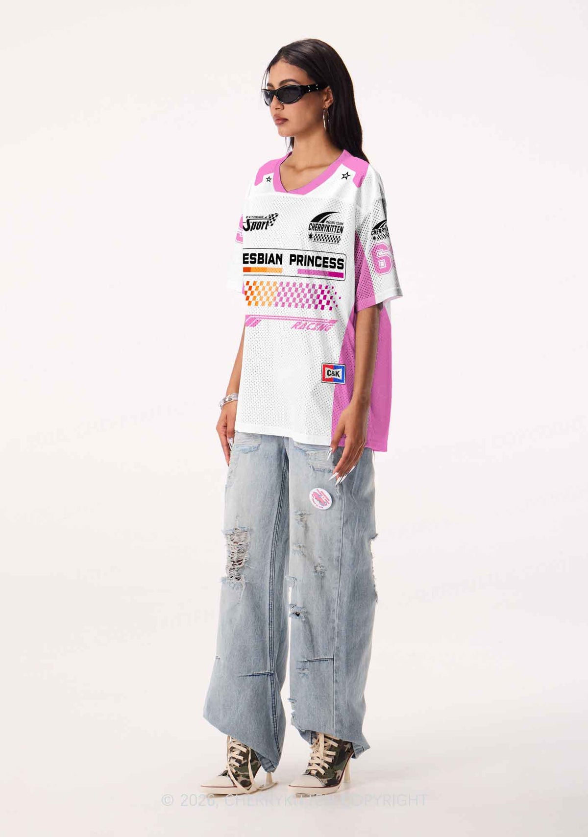 White Lesbian Princess Pride Y2K Sport Jersey Shirts Cherrykitten
