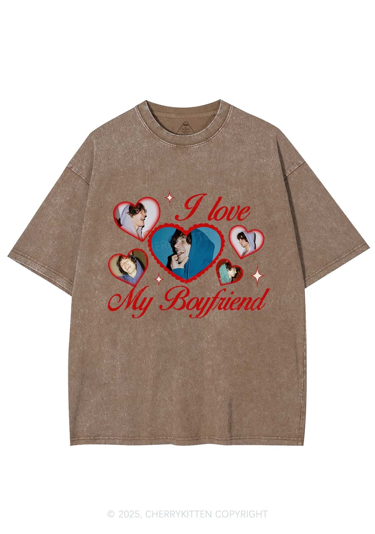 Custom Boyfriend Photos Y2K Valentine's Day Washed Tee Cherrykitten