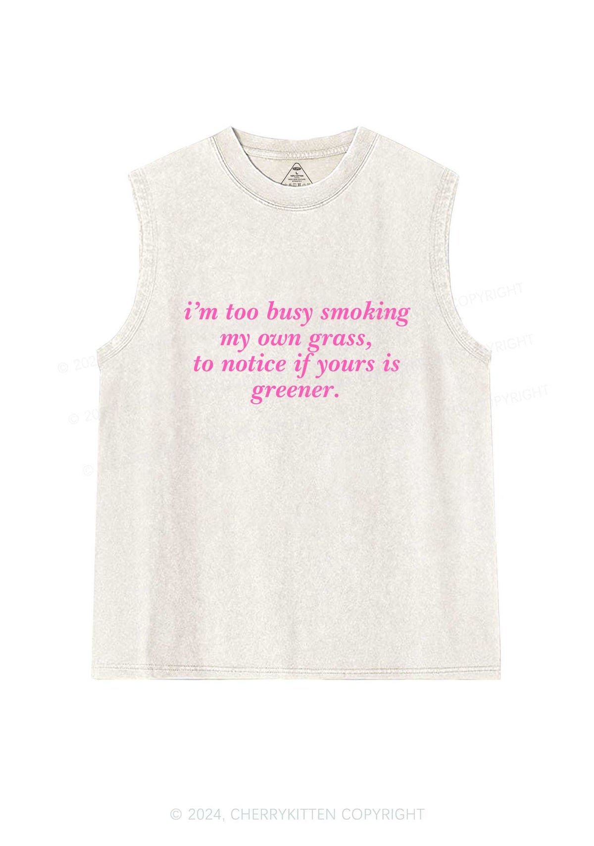 Too Busy Smoking Y2K Washed Tank Cherrykitten