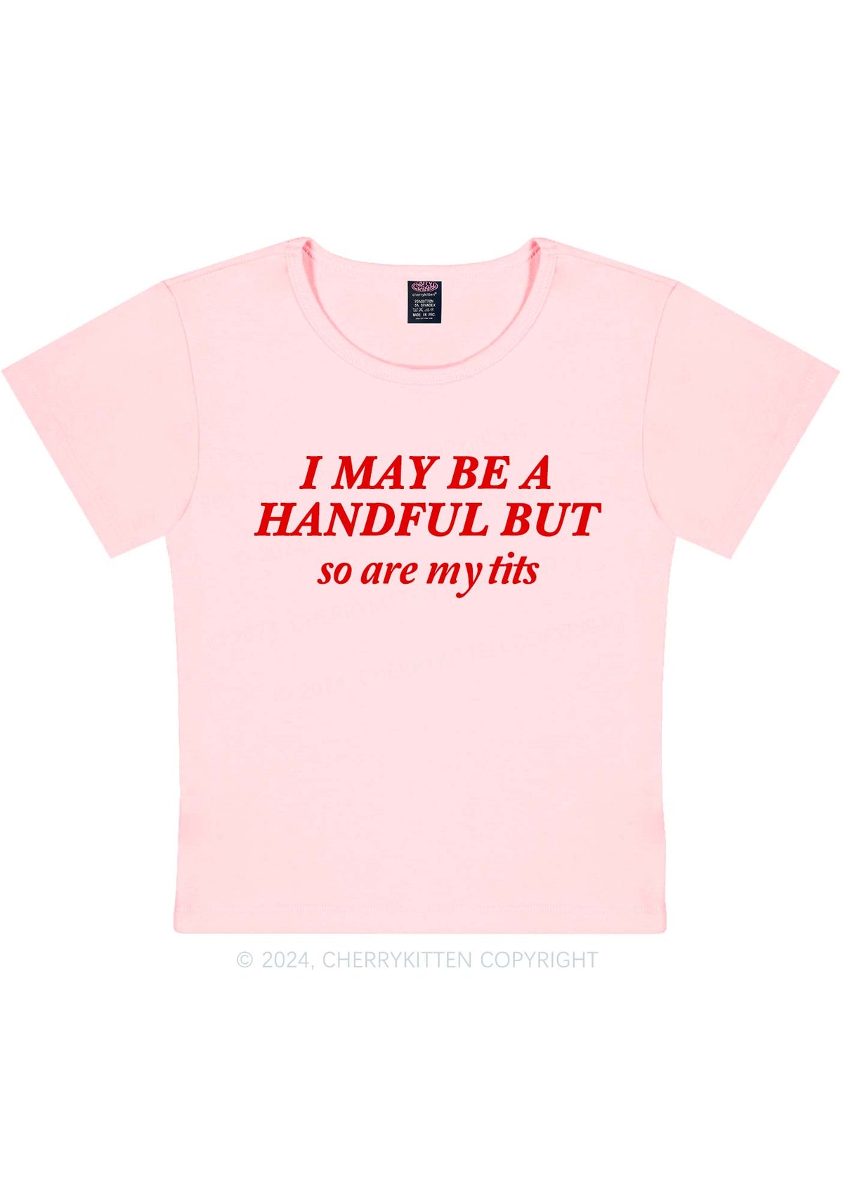 I May Be A Handful Y2K Baby Tee Cherrykitten