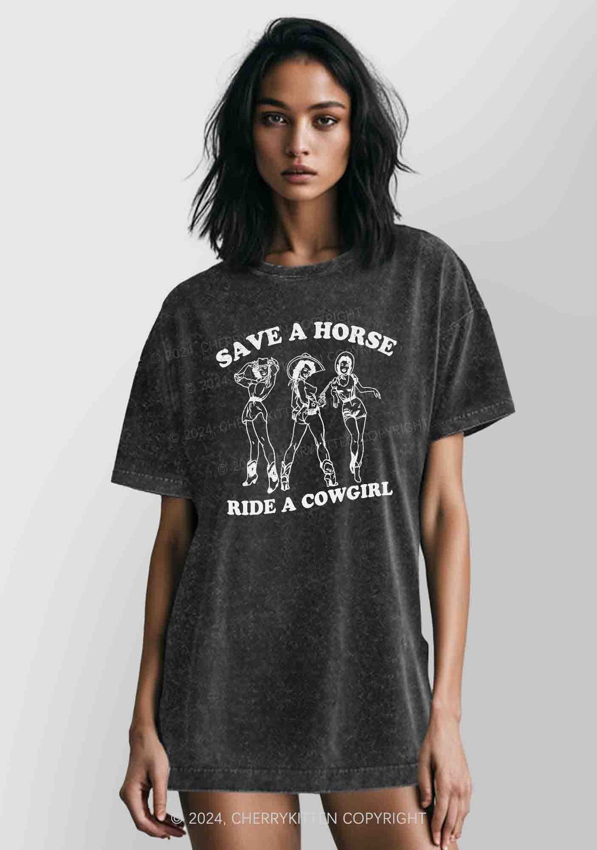 Ride A Cowgirl Y2K Washed Tee Cherrykitten