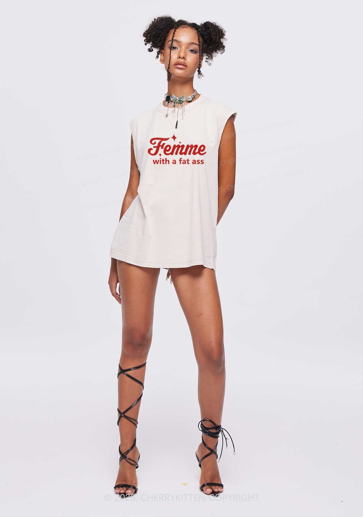 Femme With Fat Axx Pride Y2K Washed Muscle Tank Cherrykitten