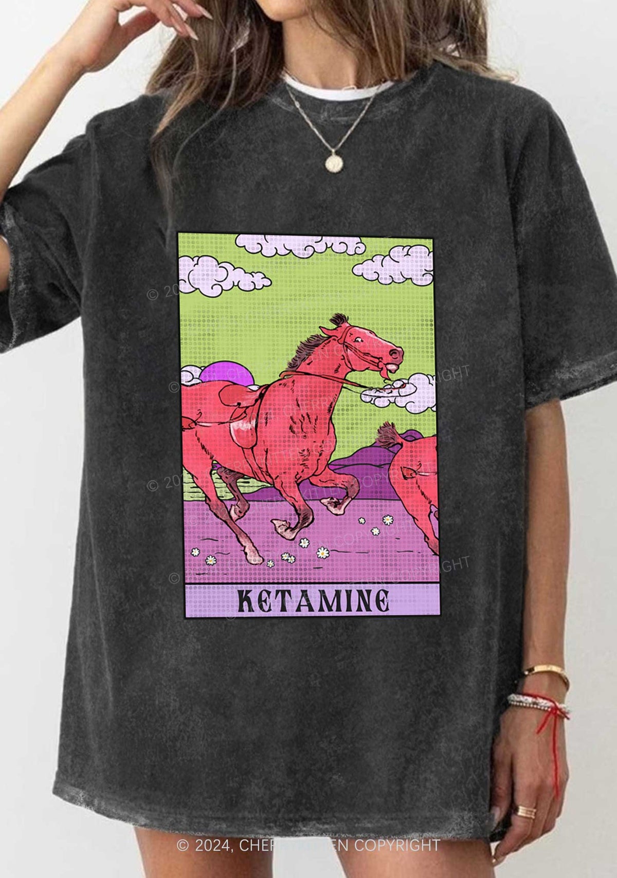 Red Horse Y2K Washed Tee Cherrykitten