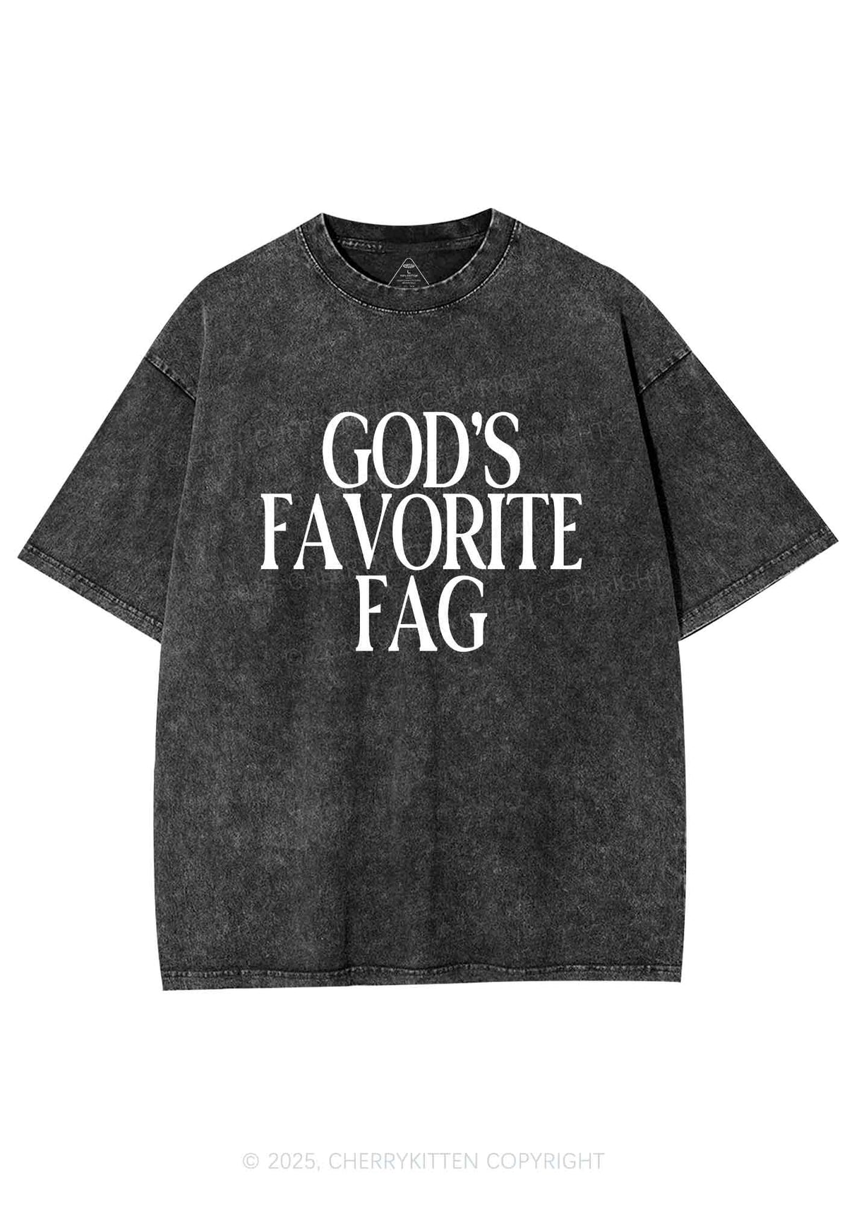 Gods Favorite Fag Pride Y2K Shirts Washed Tee Cherrykitten