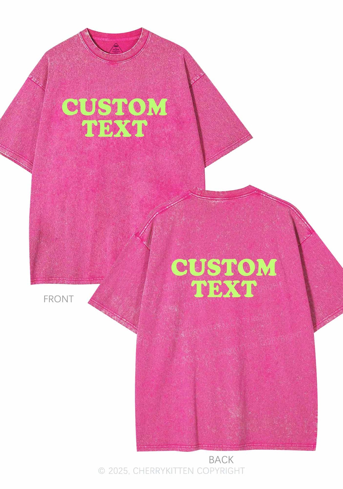 Custom Personalized Text Two Sides Y2K Shirts Washed Tee Cherrykitten