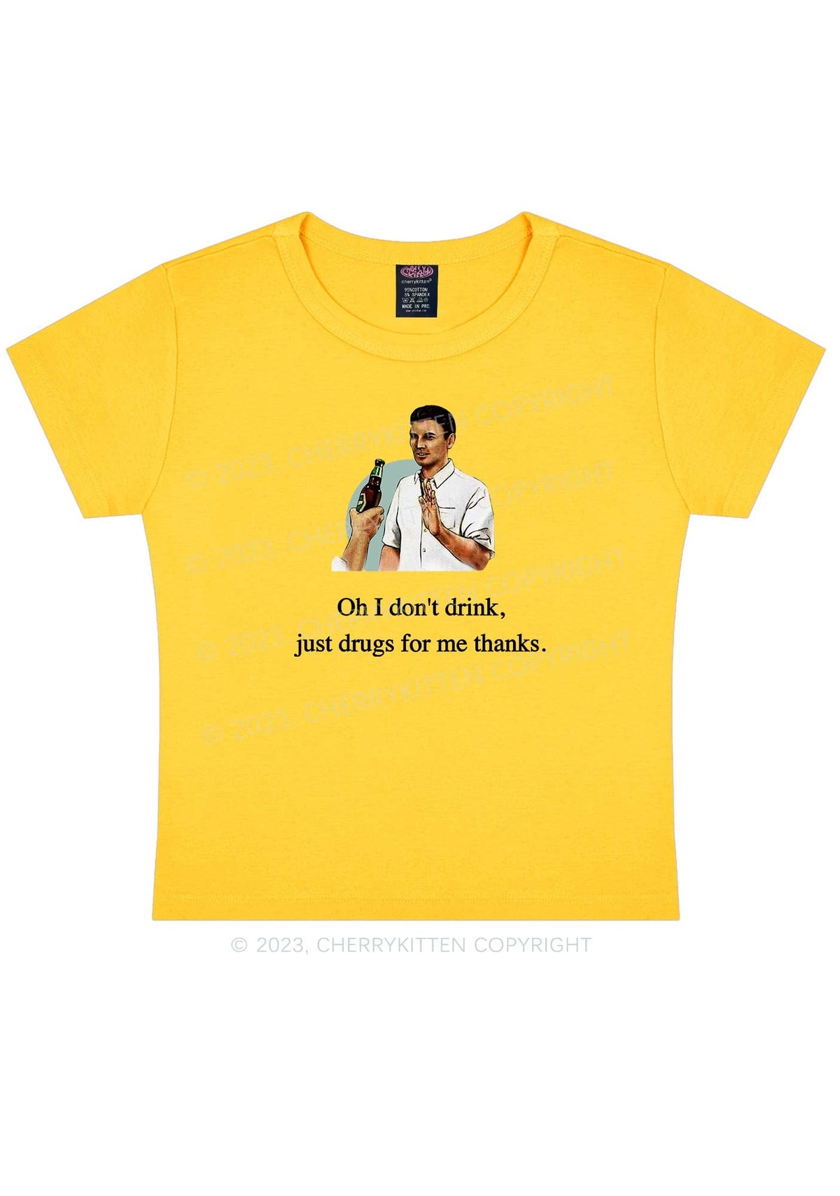 Oh I Don't Drink Y2K Baby Tee