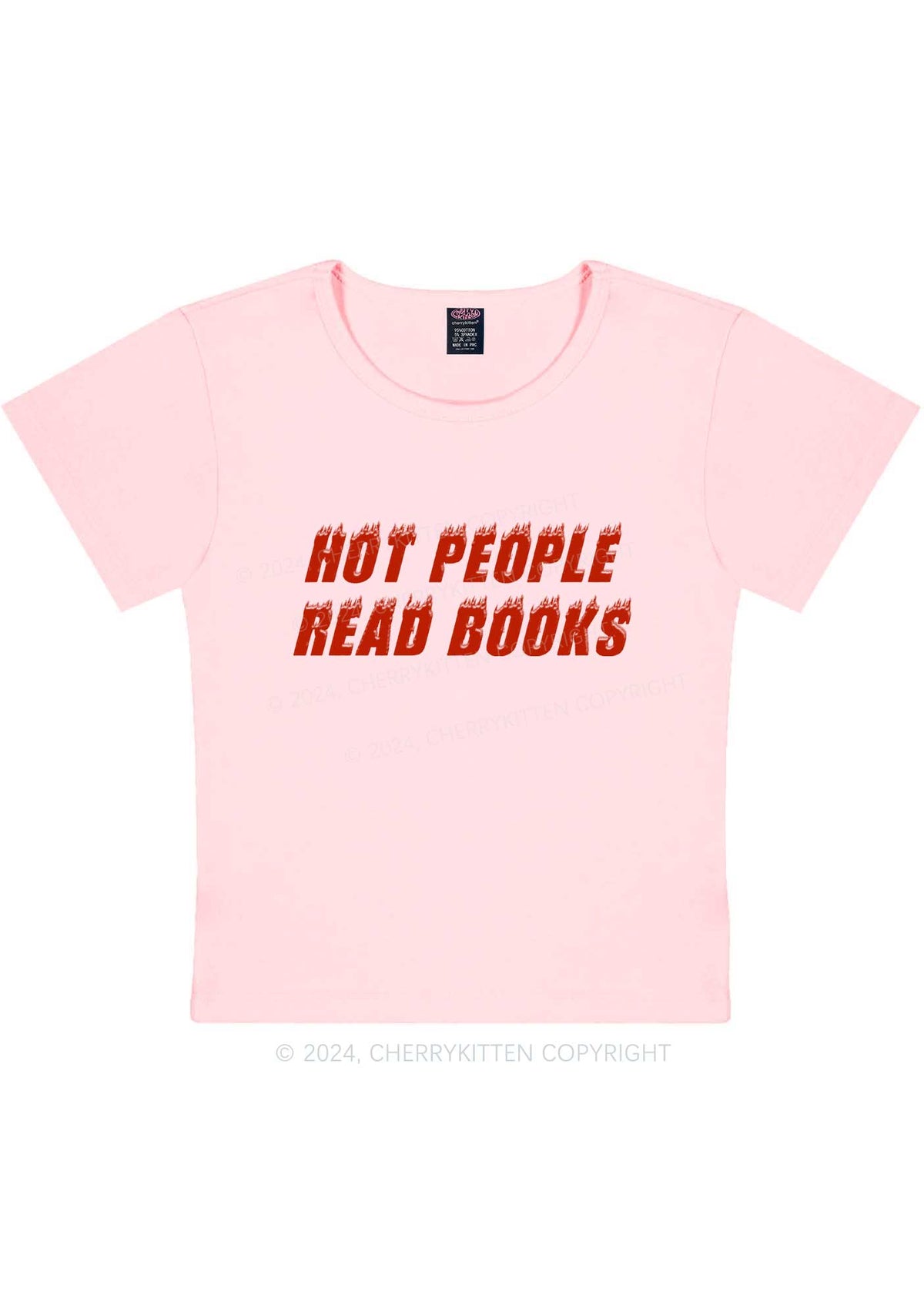 Hot People Read Books Y2K Baby Tee Cherrykitten