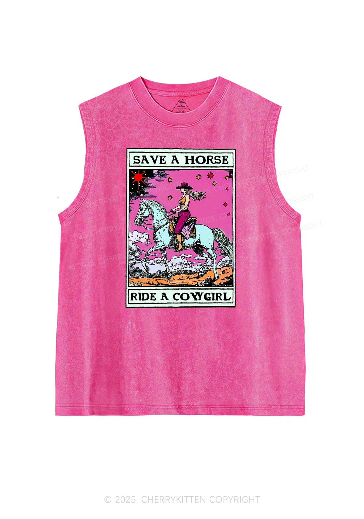 Save Horse Ride Cowgirl Pride Y2K Washed Muscle Tank Cherrykitten