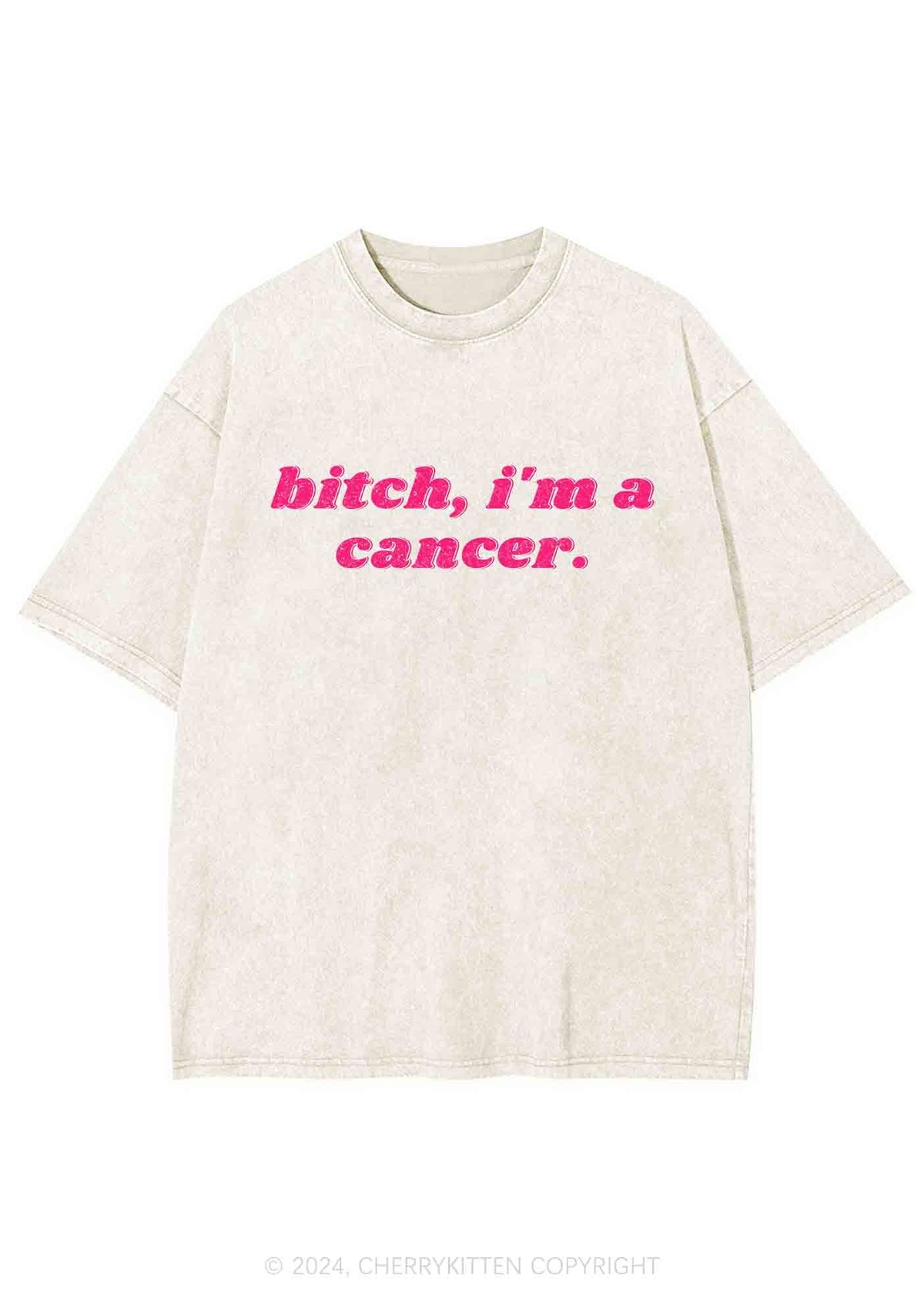 Bxtch I'm A Custom Zodiac Y2K Washed Tee Cherrykitten
