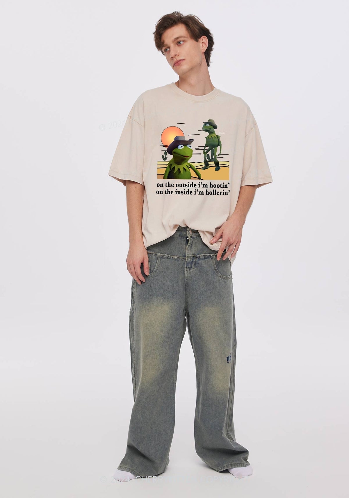 On The Outside I'm Hootin Y2K Washed Tee Cherrykitten