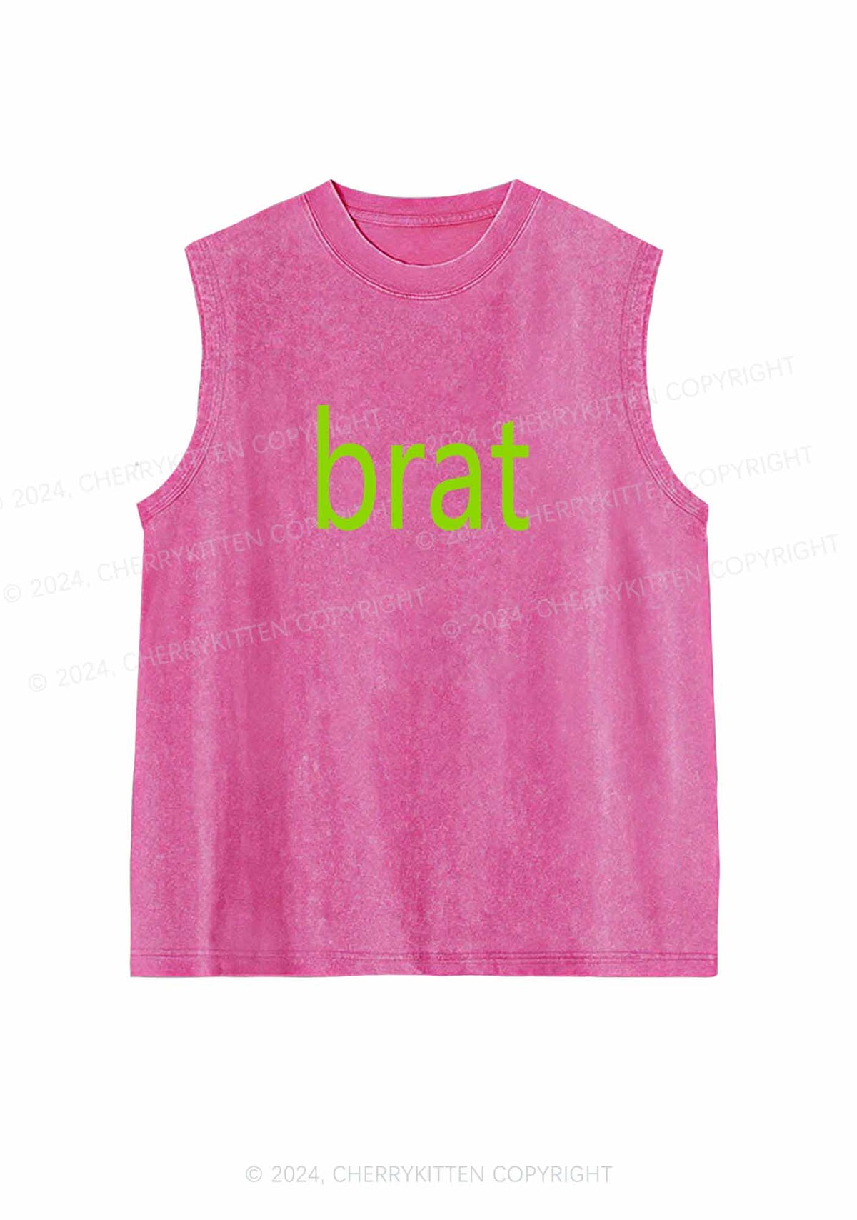 Green Brat Y2K Washed Tank Cherrykitten
