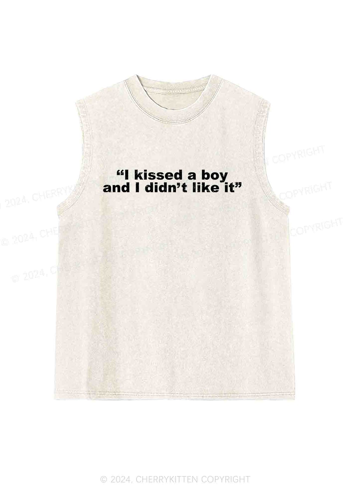 I Kissed A Boy And I Didn't Like It Y2K Washed Tank Cherrykitten