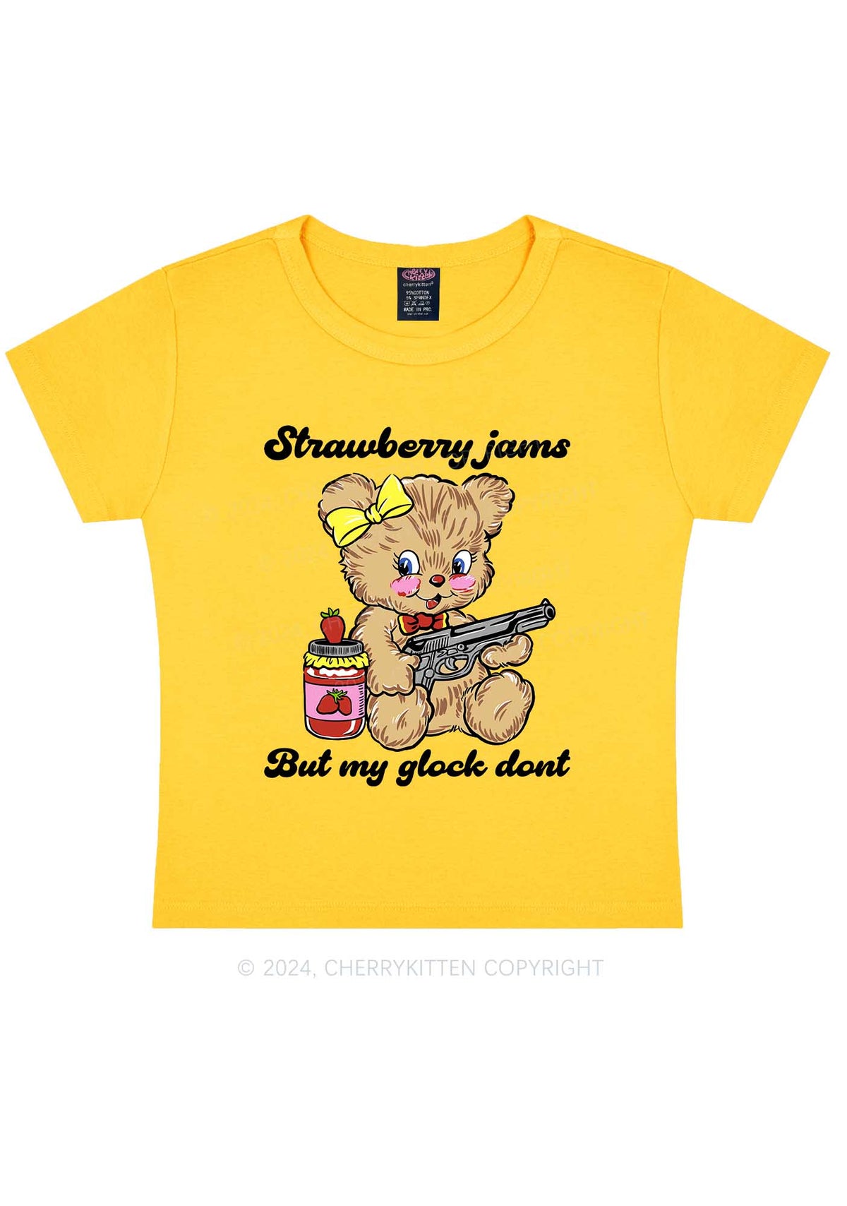 Strawberry Jams Bear Y2K Baby Tee Cherrykitten