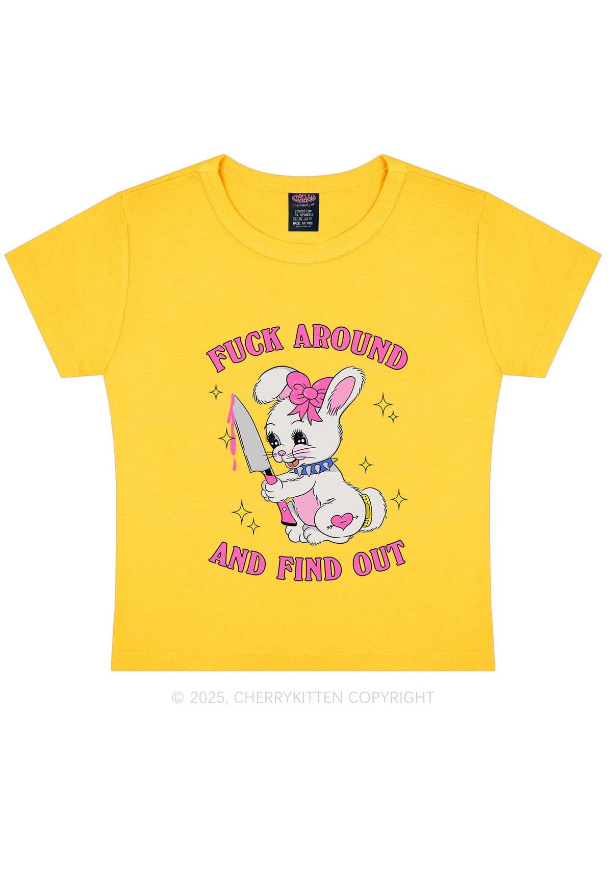 Fxxk Around Bunny Y2K Baby Tee Cherrykitten