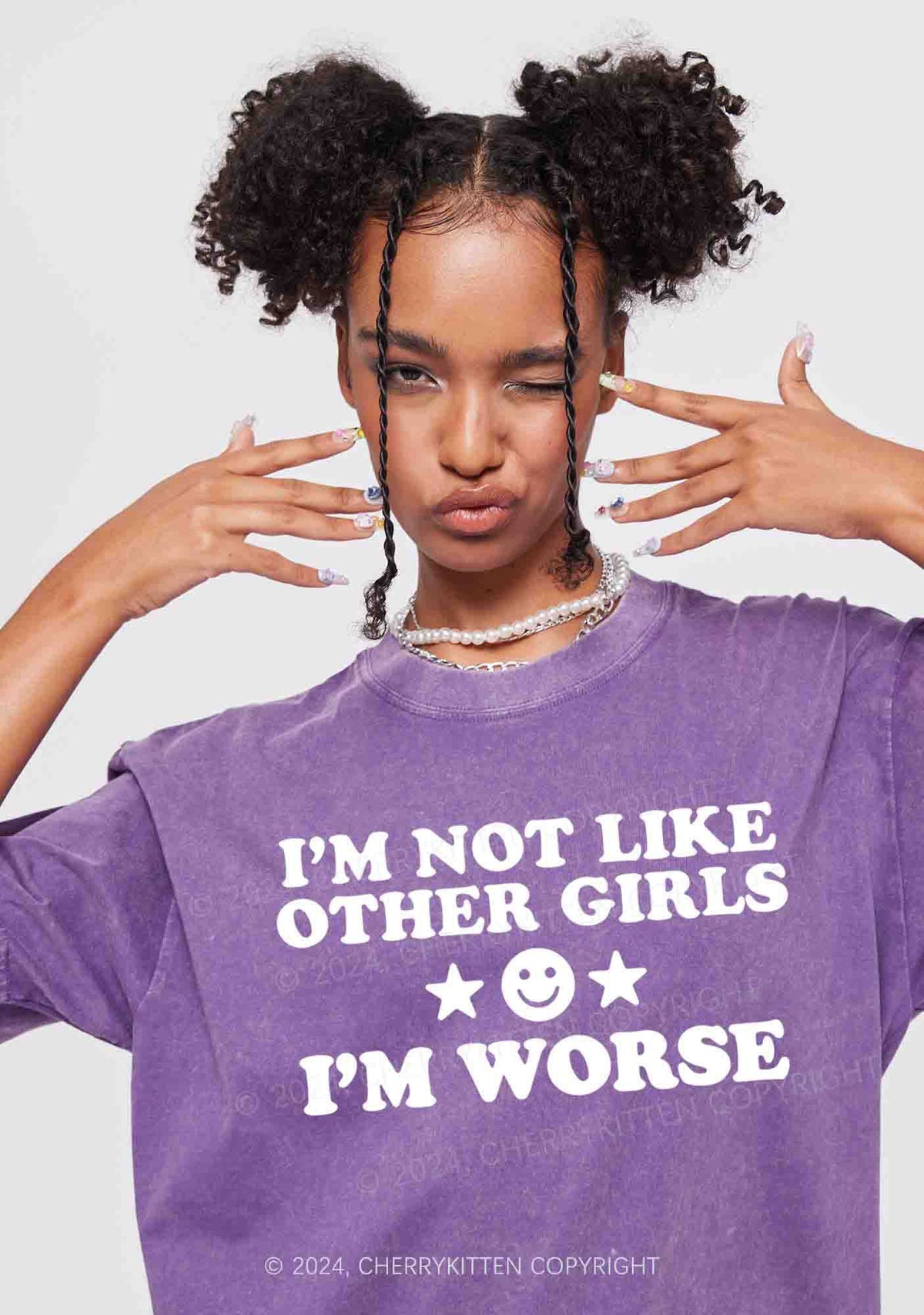 I'm Worse Y2K Washed Tee Cherrykitten