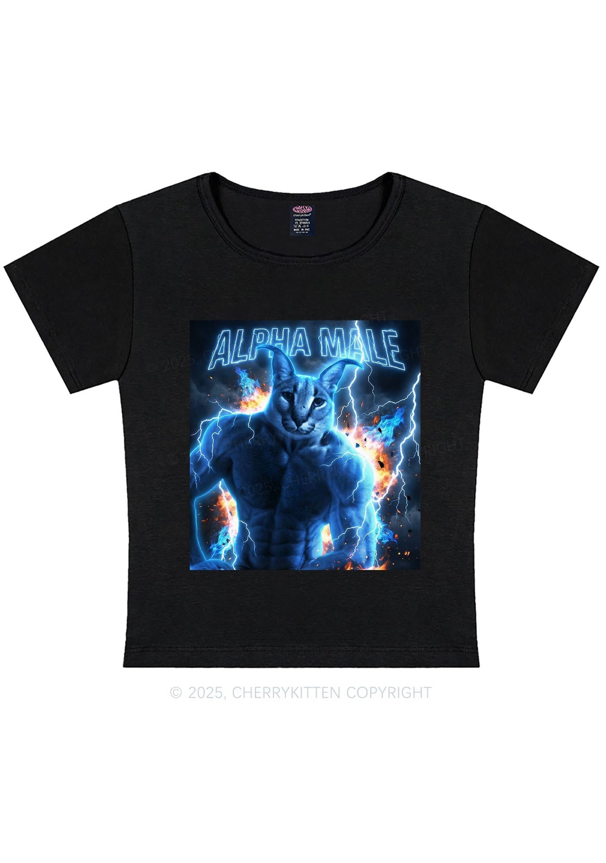 Alpha Male Floppa Y2K Baby Tee Cherrykitten