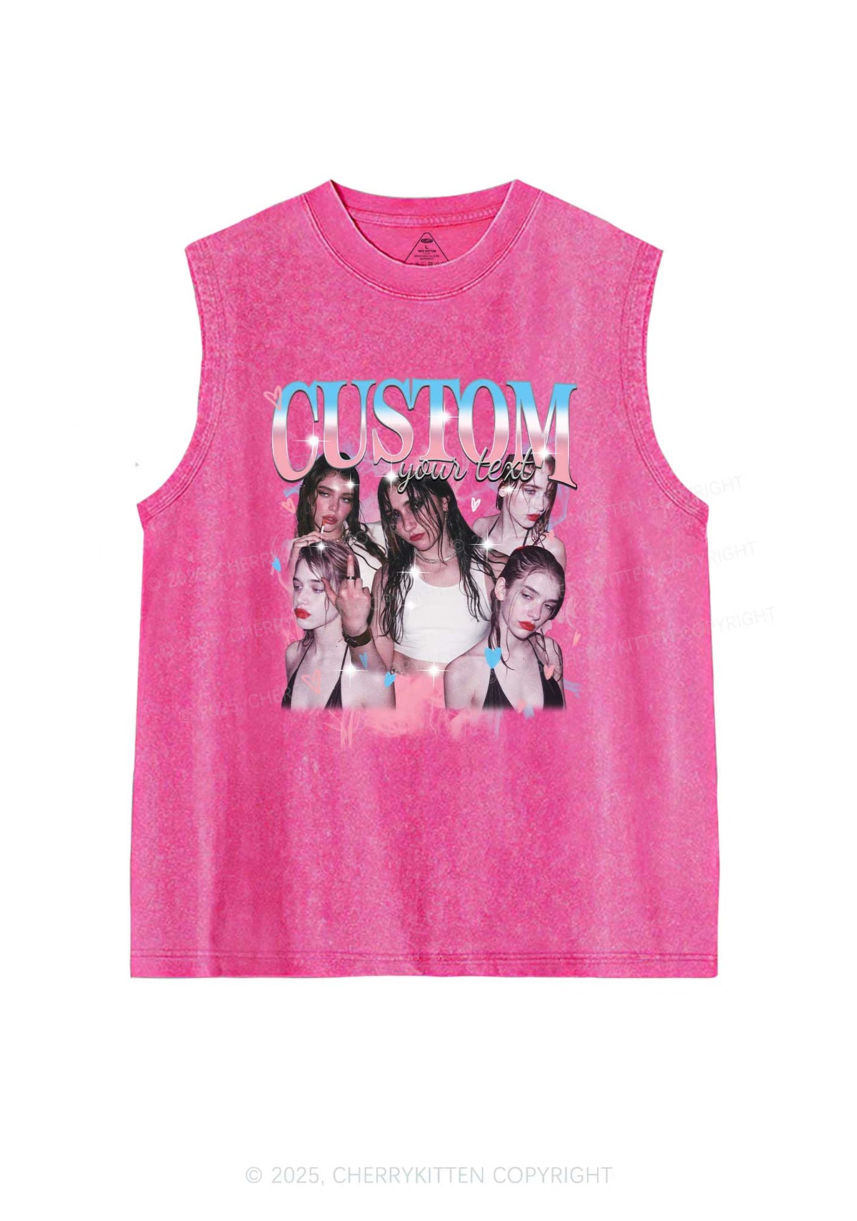 Custom Photo Trans Pride Y2K Washed Muscle Tank Cherrykitten