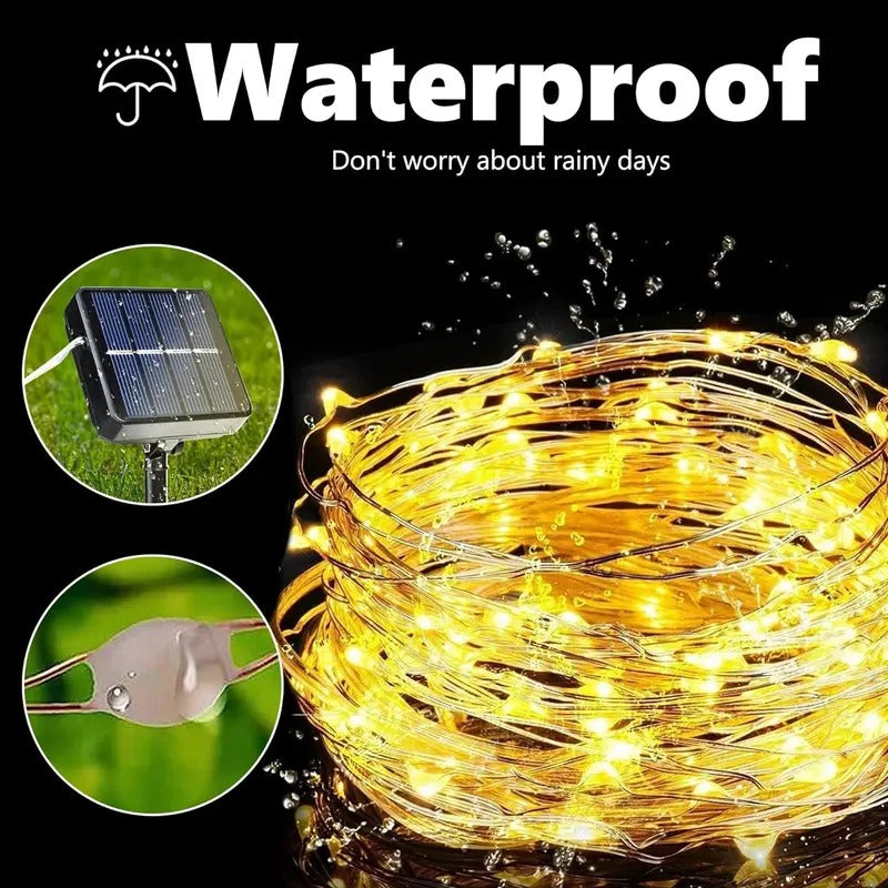 2-Pack 80FT Solar String Lights, 240 LED Waterproof Outdoor Fairy Lights with 8 Modes
