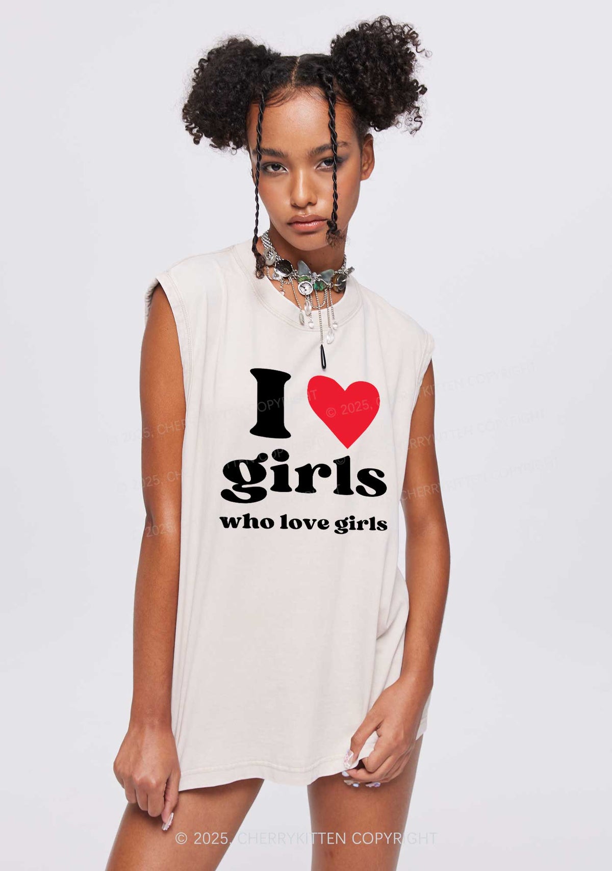 Girls Love Girls Pride Y2K Washed Muscle Tank Cherrykitten
