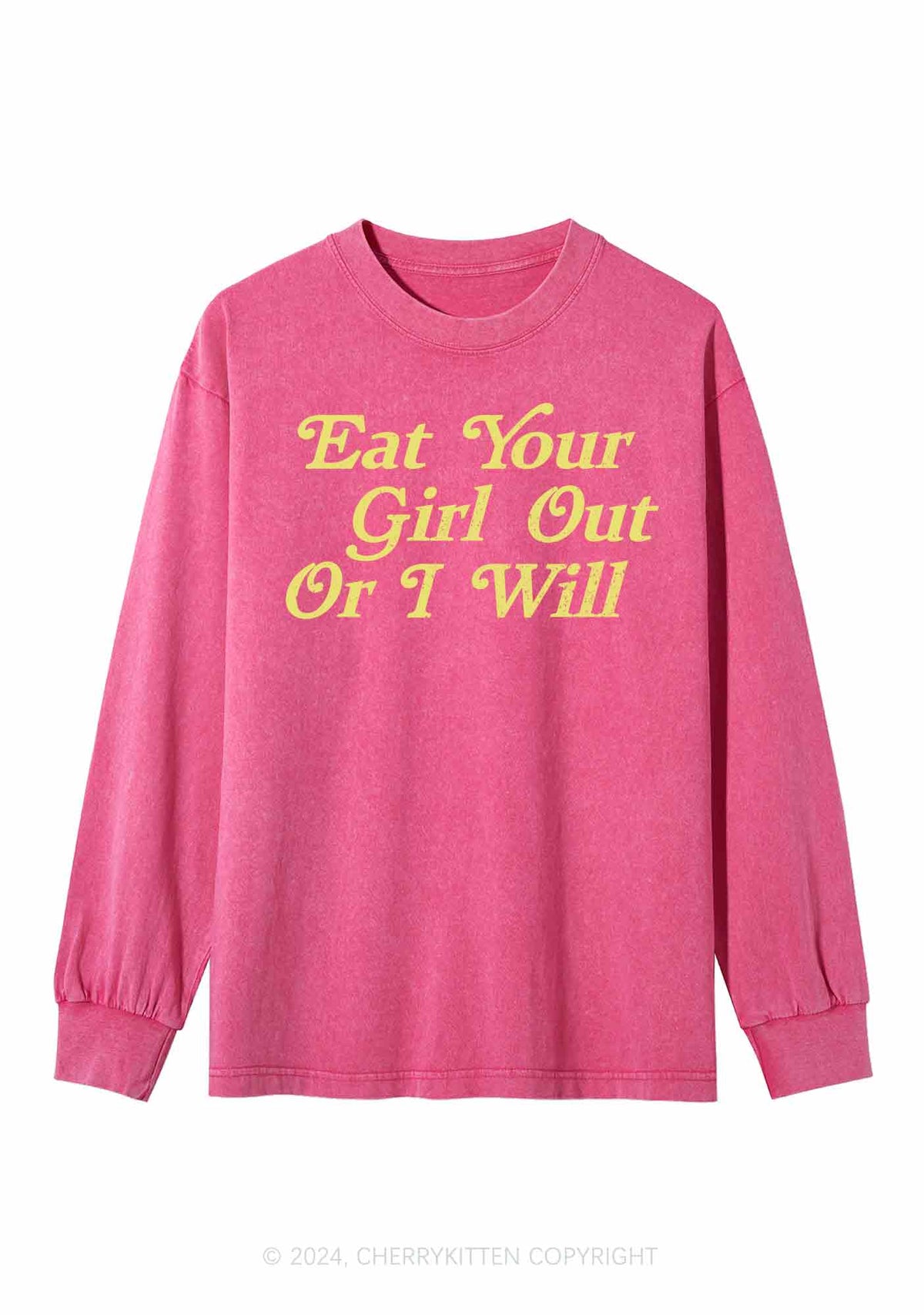 Eat Your Girl Out Y2K Washed Long Sleeves Cherrykitten