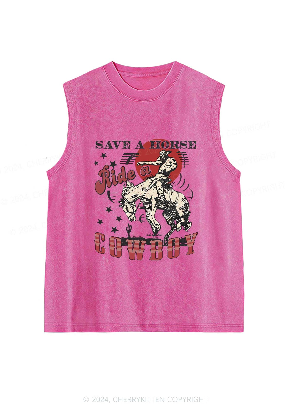 Ride A Cowboy Y2K Washed Tank Cherrykitten