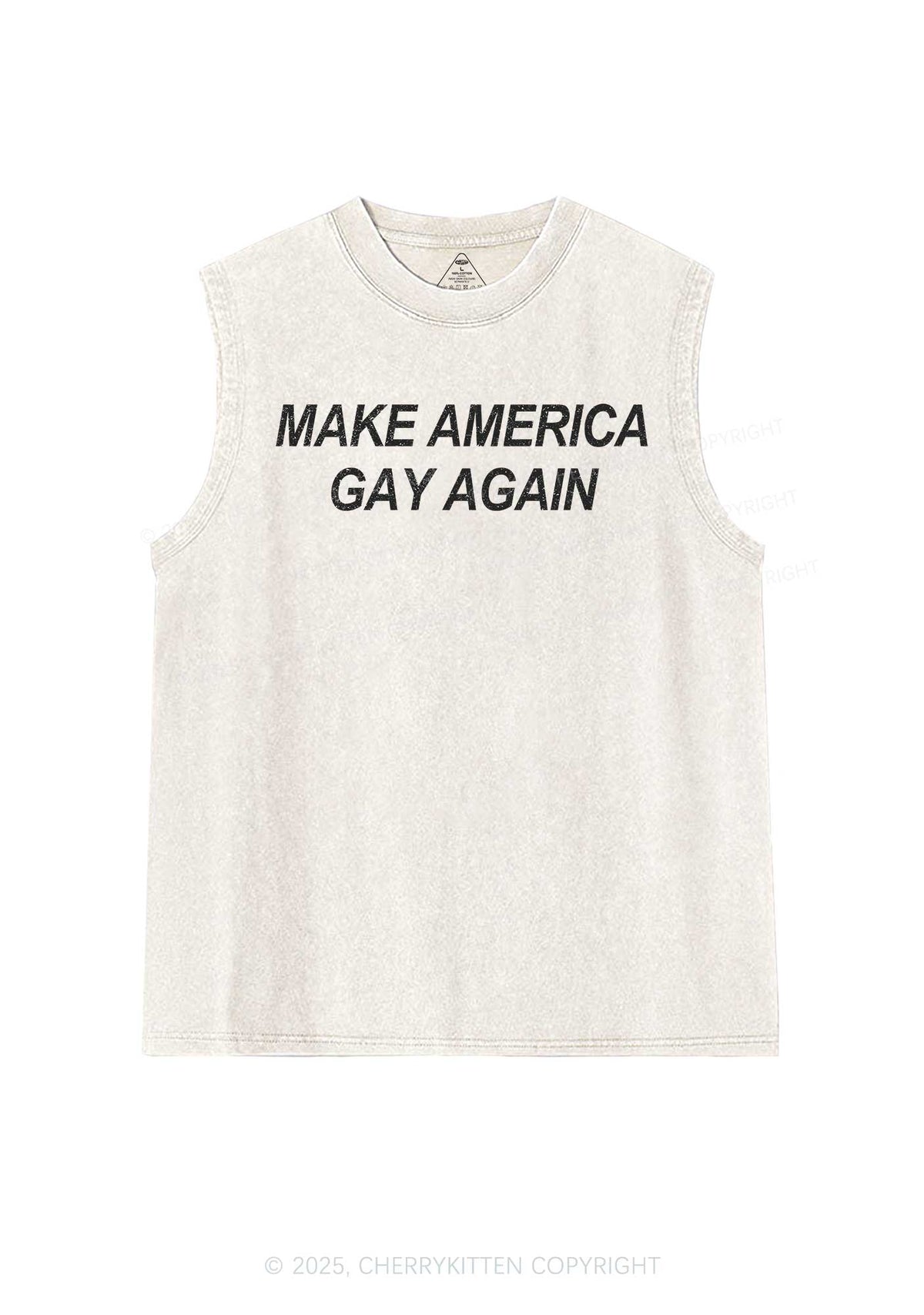 Make America Gay Again Pride Y2K Washed Muscle Tank Cherrykitten
