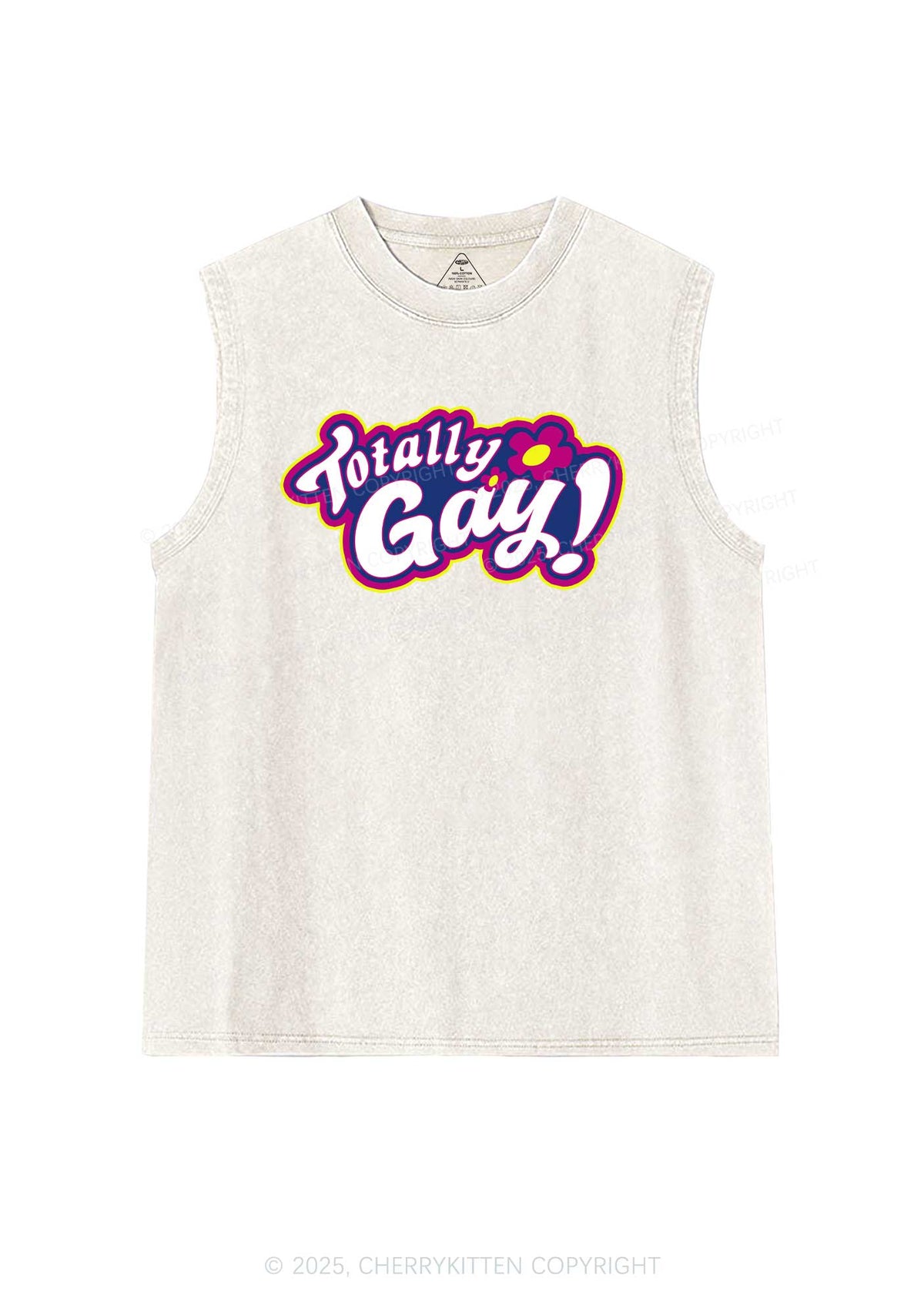 Totally Gay Pride Y2K Washed Muscle Tank Cherrykitten