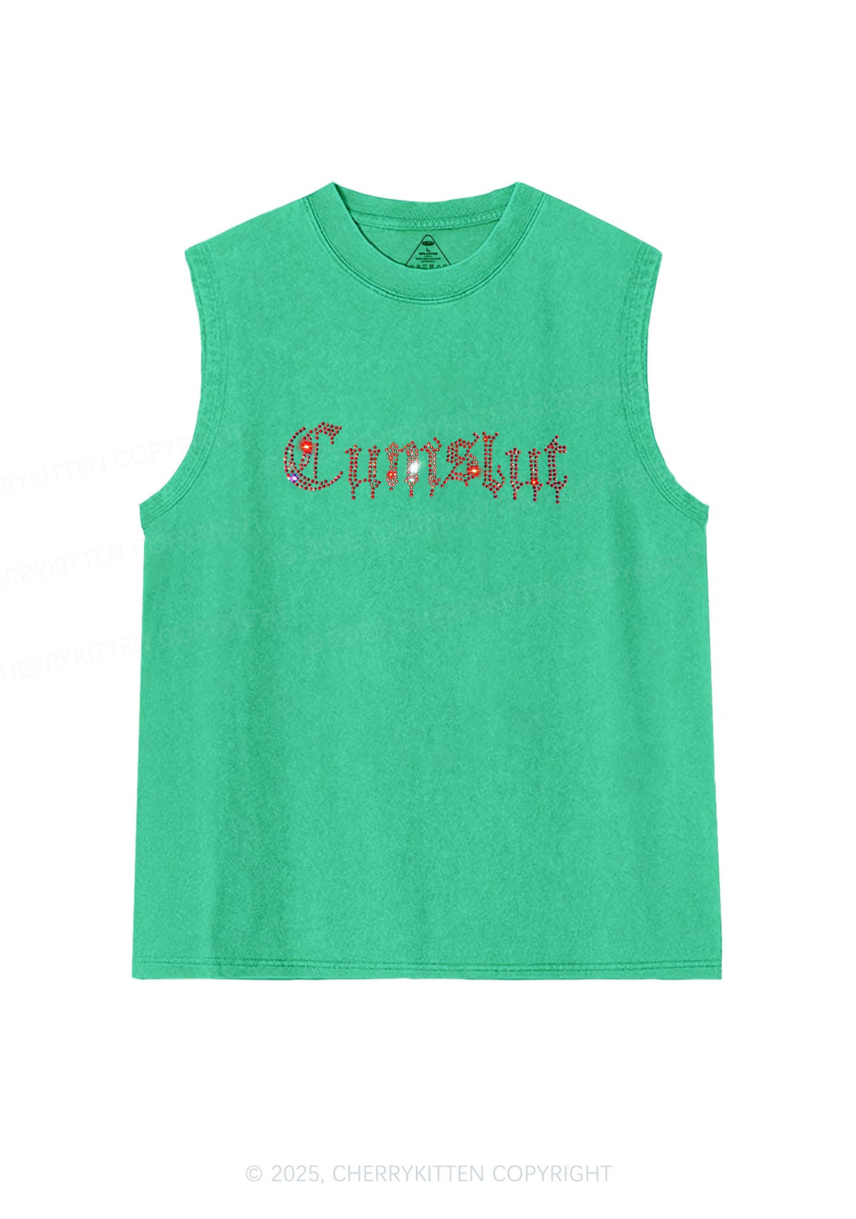 Rhinestone Cxmslxt Y2K Washed Muscle Tank Cherrykitten