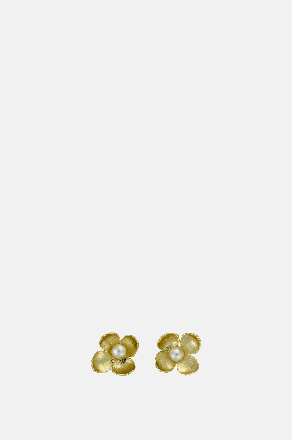 Cuckoo Flower Stud Earrings with White Pearl Gold