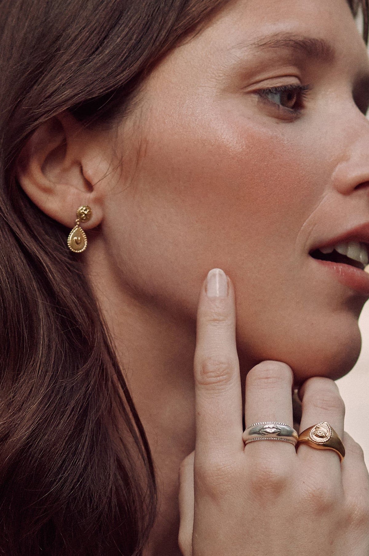 Love of Nature Heart & Flower Drop Earrings Gold
