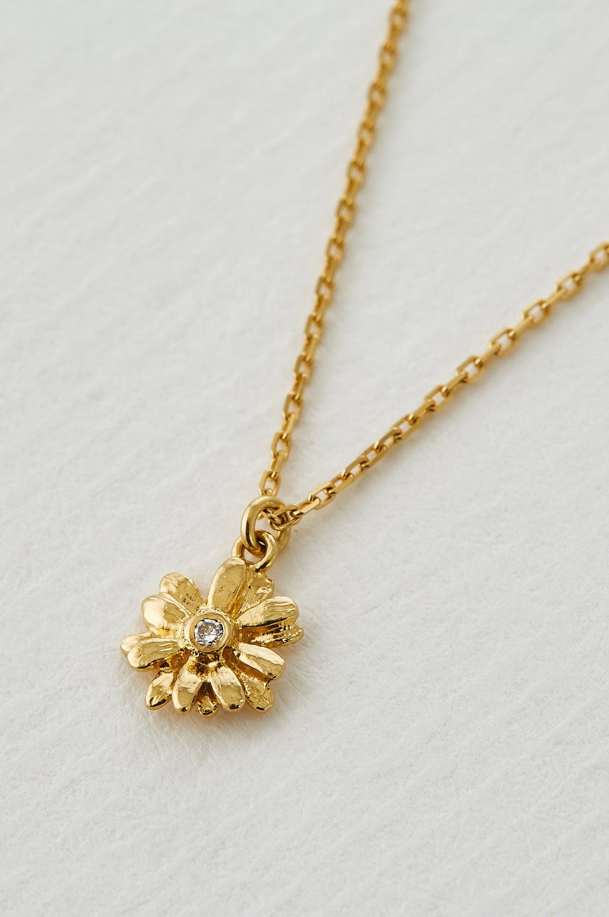 Teeny Tiny Diamond Daisy Necklace 18ct Solid Gold