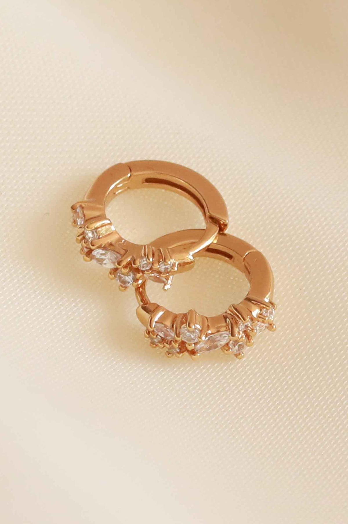 Crystal Cluster Huggies in Gold
