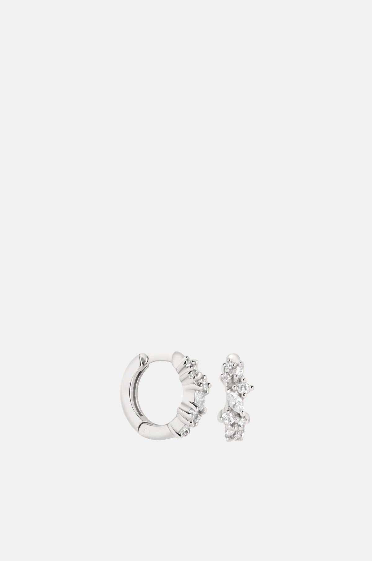 Crystal Cluster Huggies in Silver