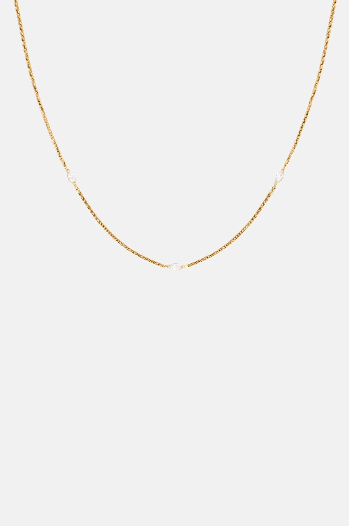 Navette Crystal Necklace in Gold
