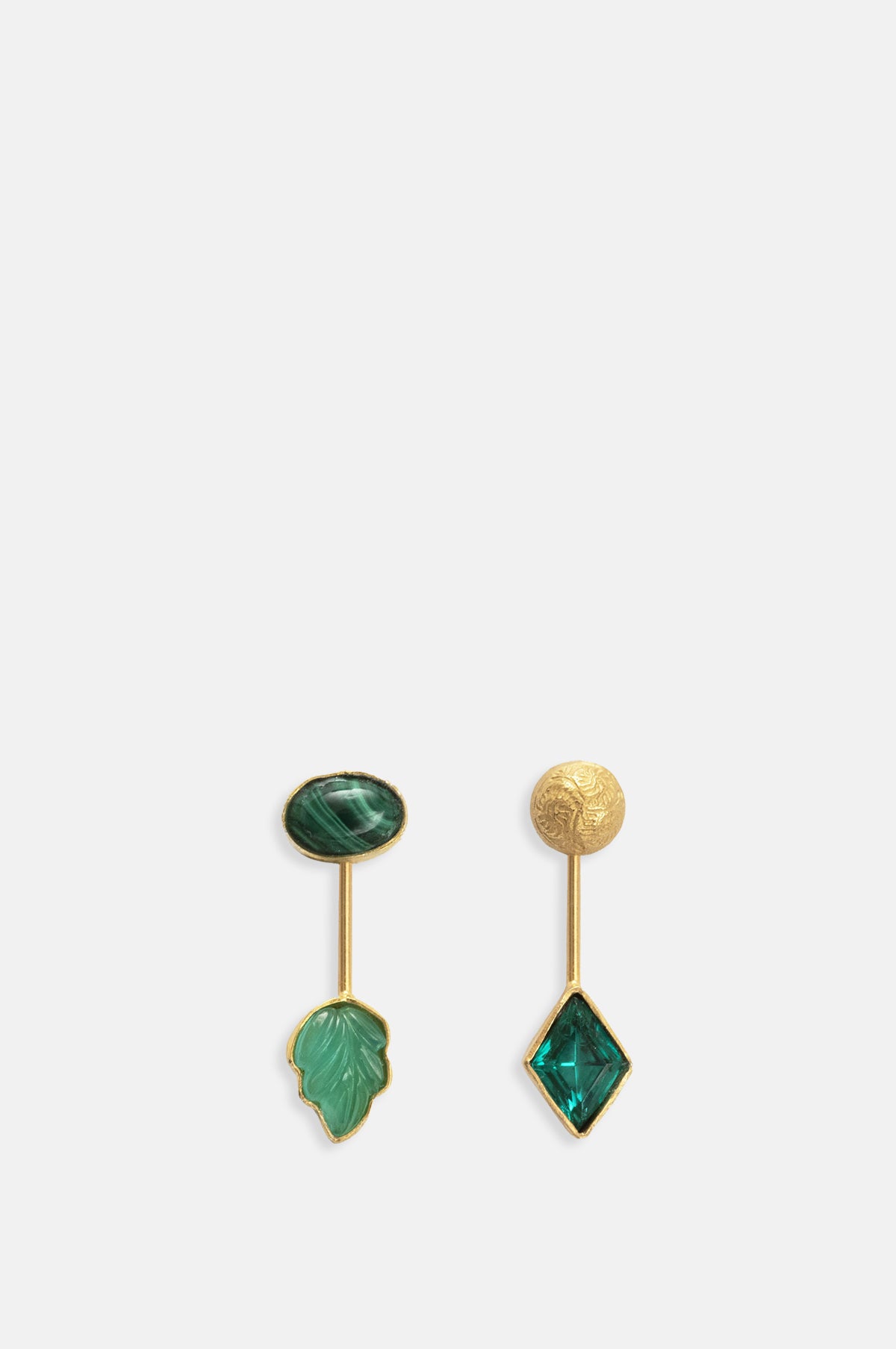 Detachable Drop Malachite Earrings