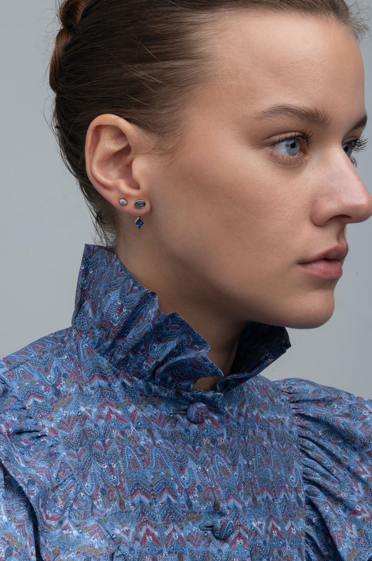 Detachable Drop Opal Blue Eye Earrings