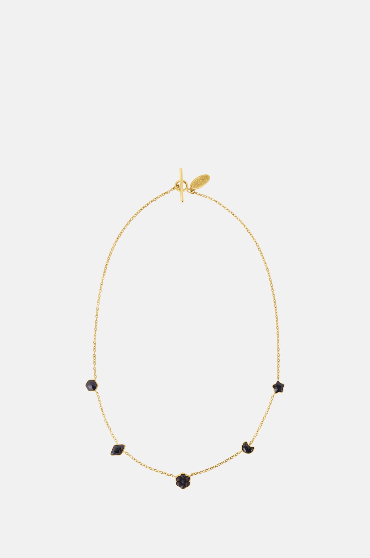 Five Mini Charm Jet Necklace