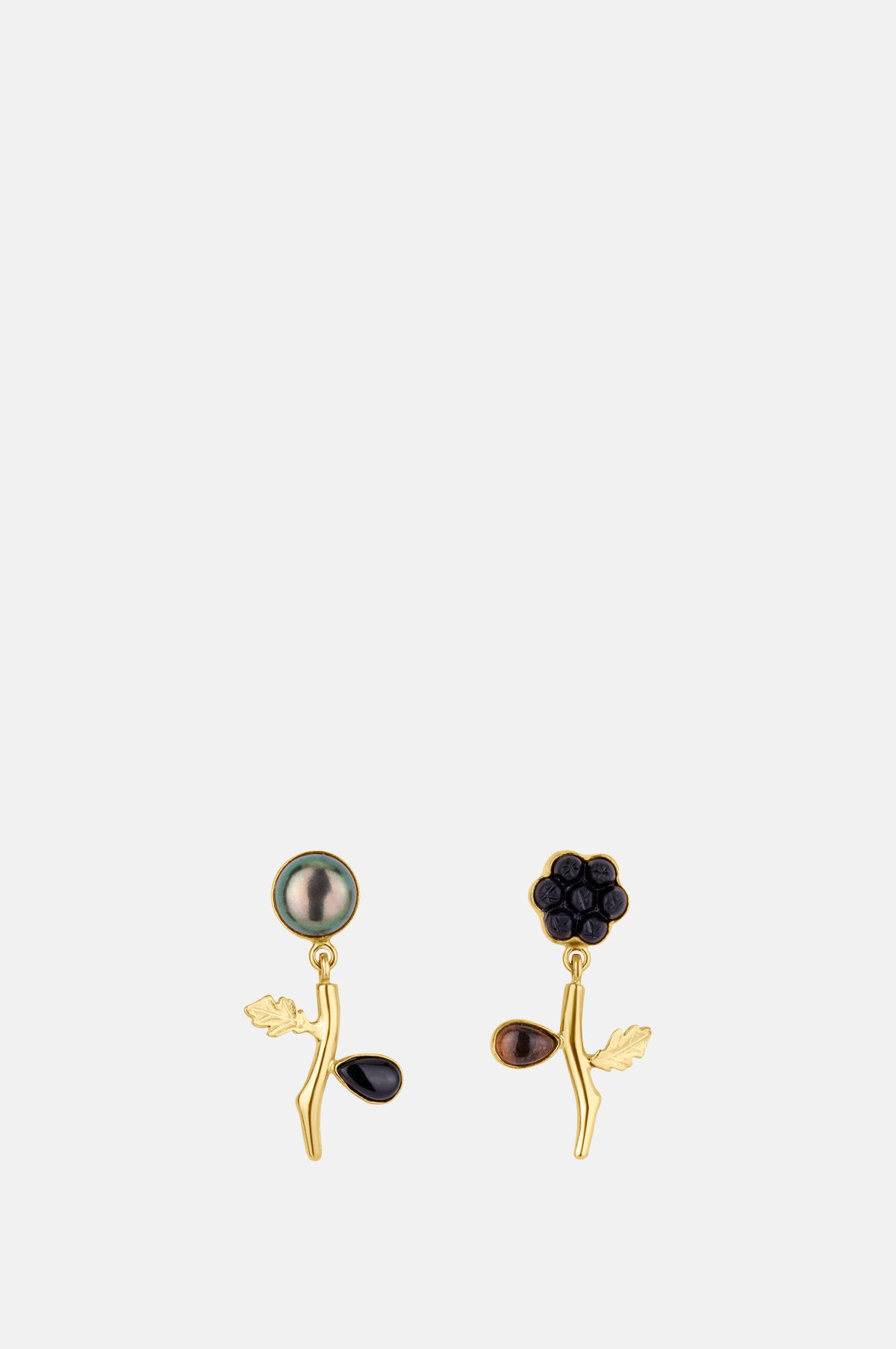 Flower Drop Jet Earrings
