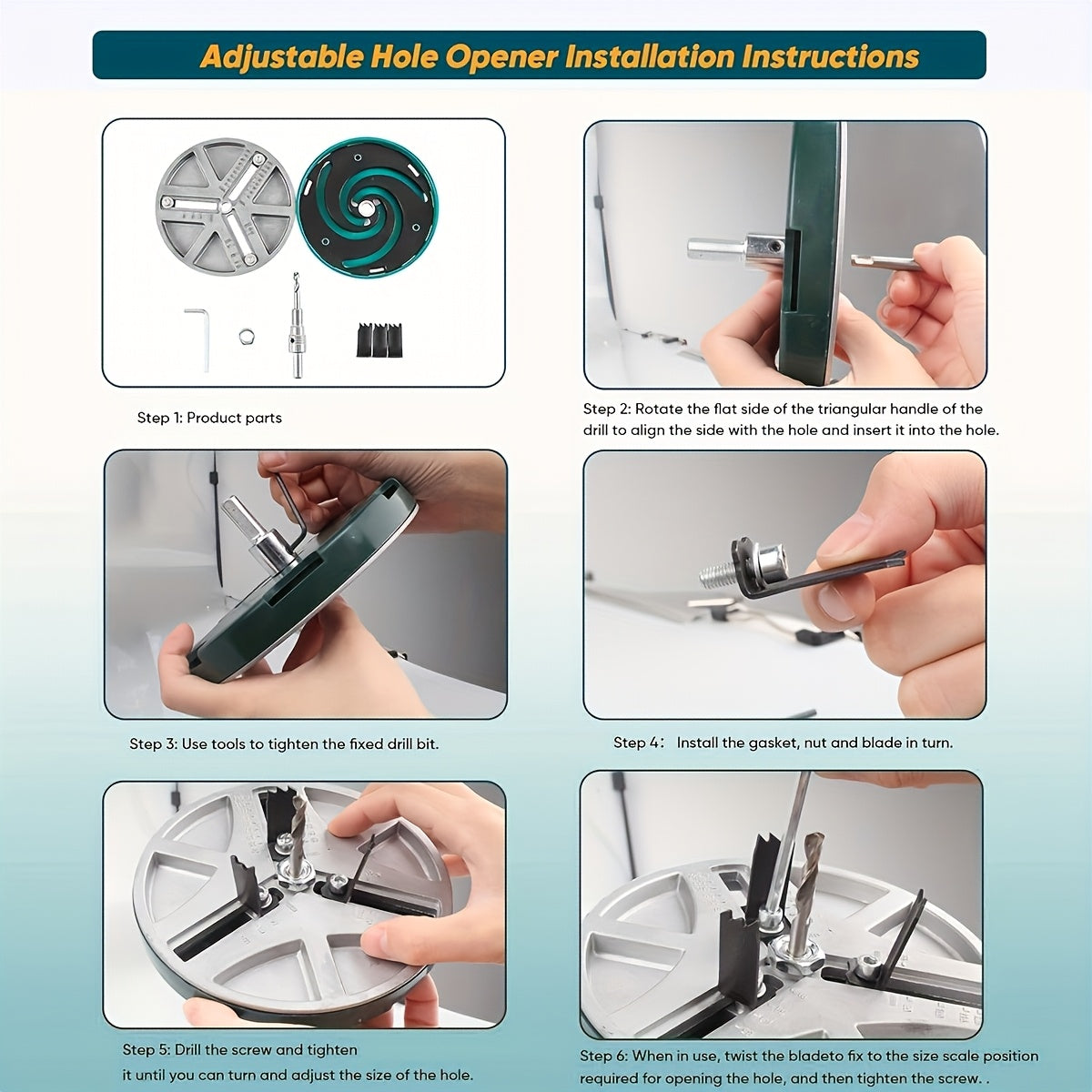 Adjustable Hole Saw 45-130mm for Woodworking, Hole Cutter for Electric Drill