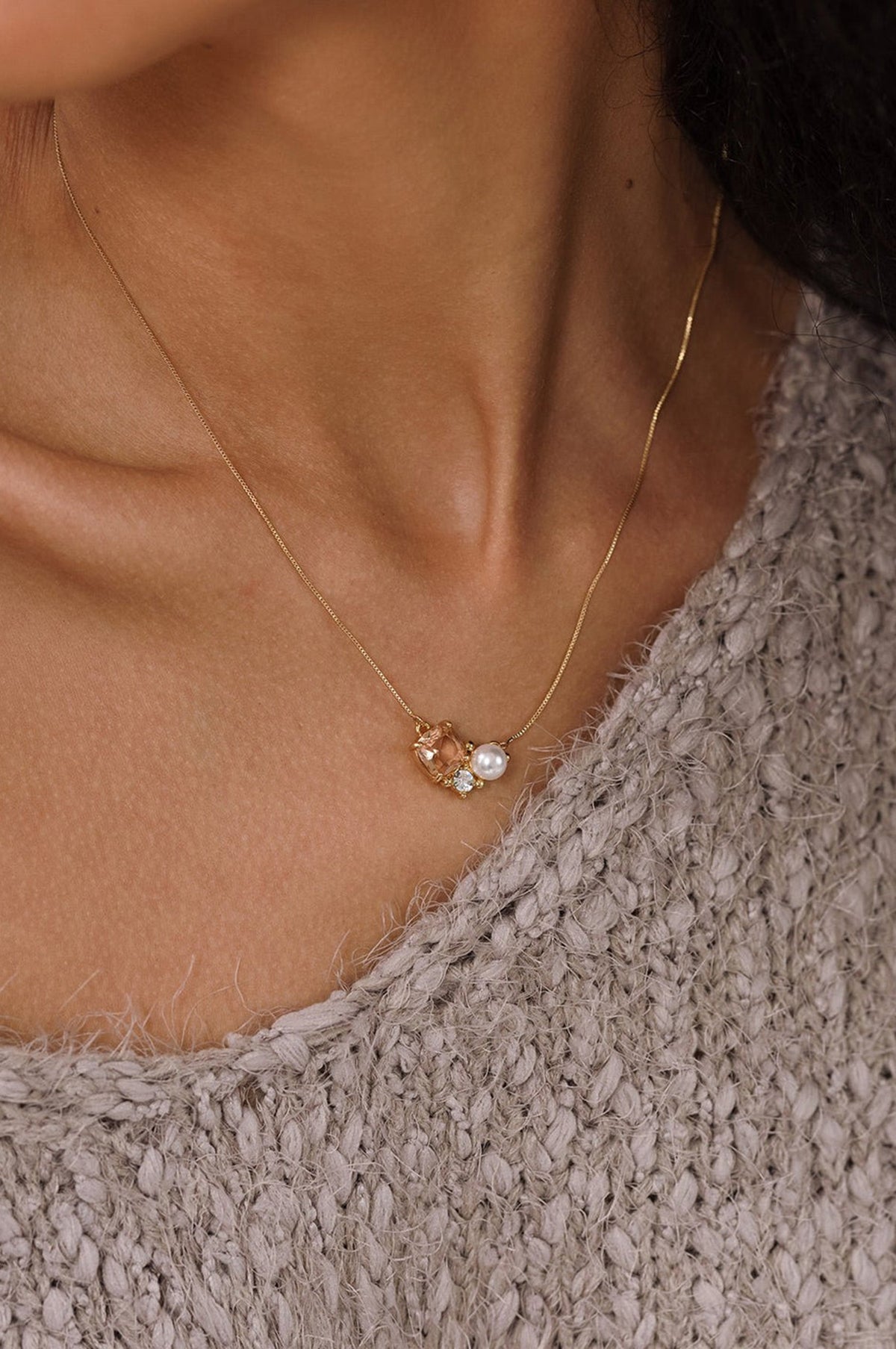 Sadie Ox Gold/Blush Pendant Necklace