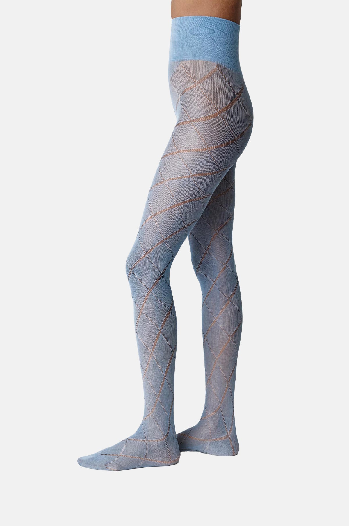 Kitty Romb Pointelle Tights Dusty Blue